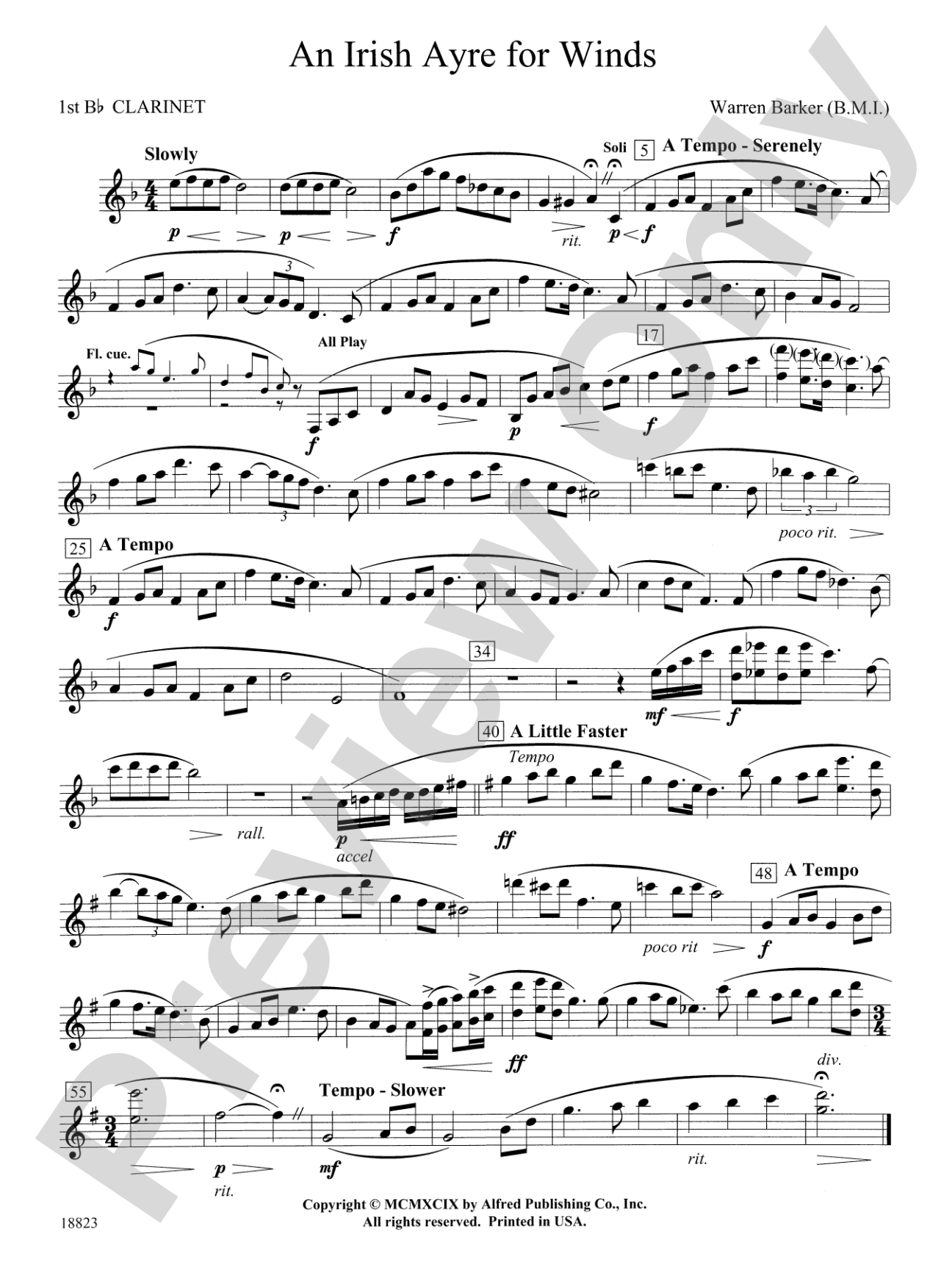Irish Ayre for Winds: 1st B-flat Clarinet