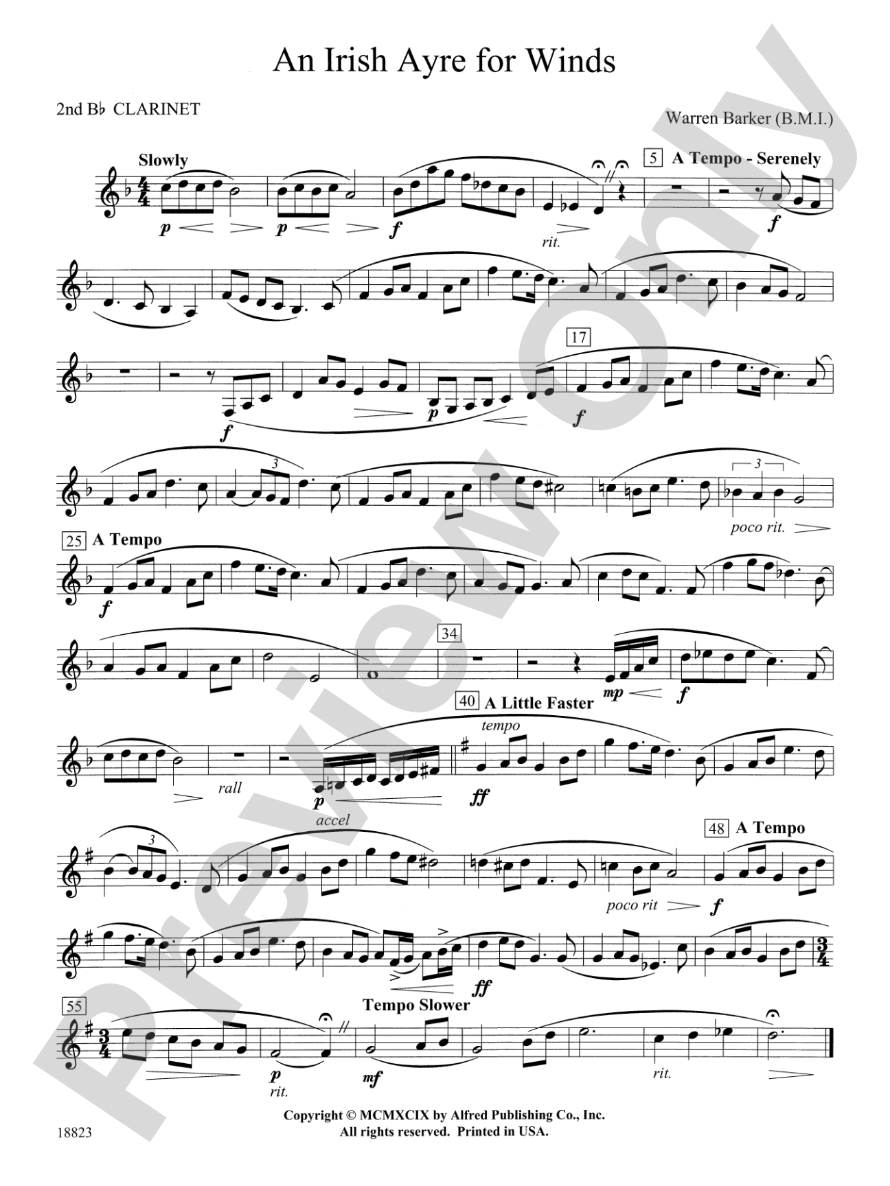 Irish Ayre for Winds: 2nd B-flat Clarinet