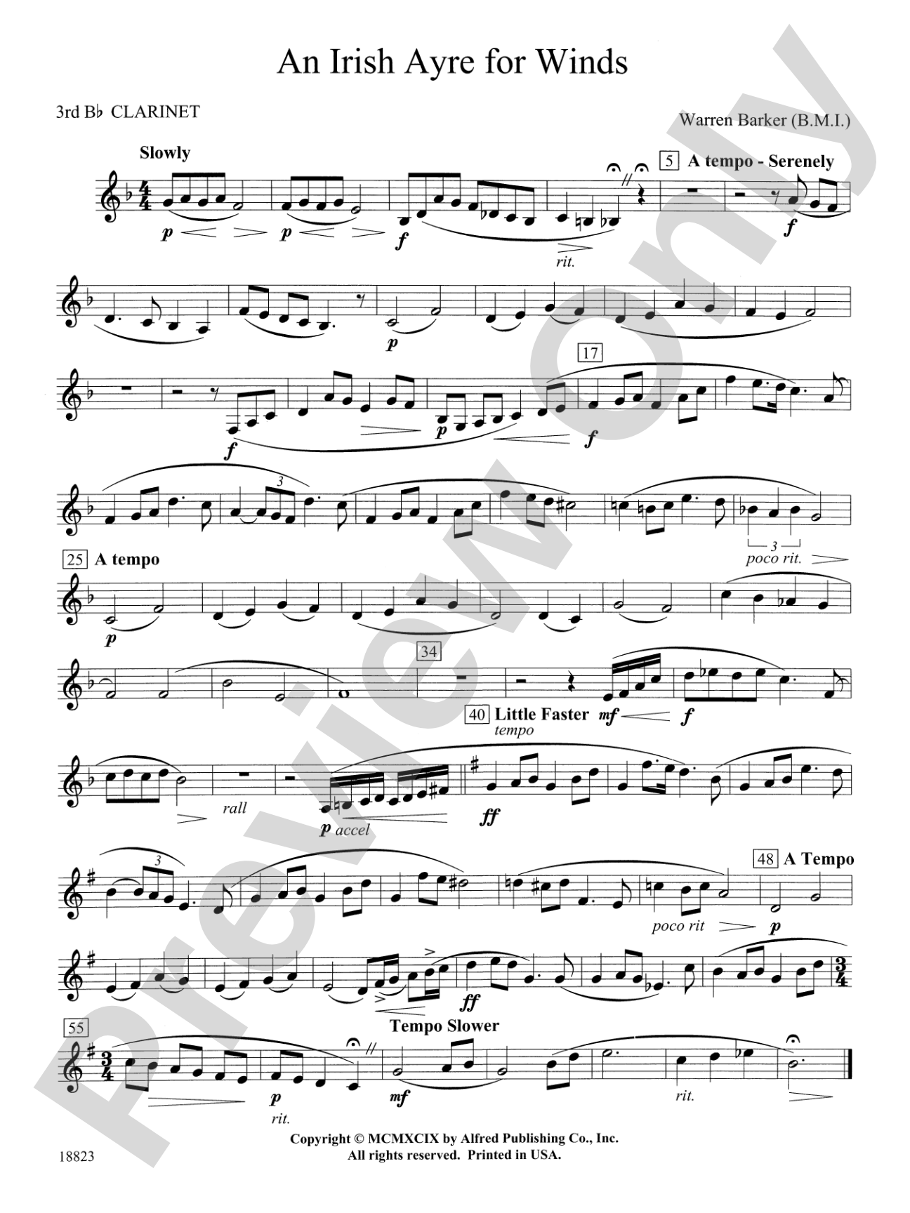 Irish Ayre for Winds: 3rd B-flat Clarinet