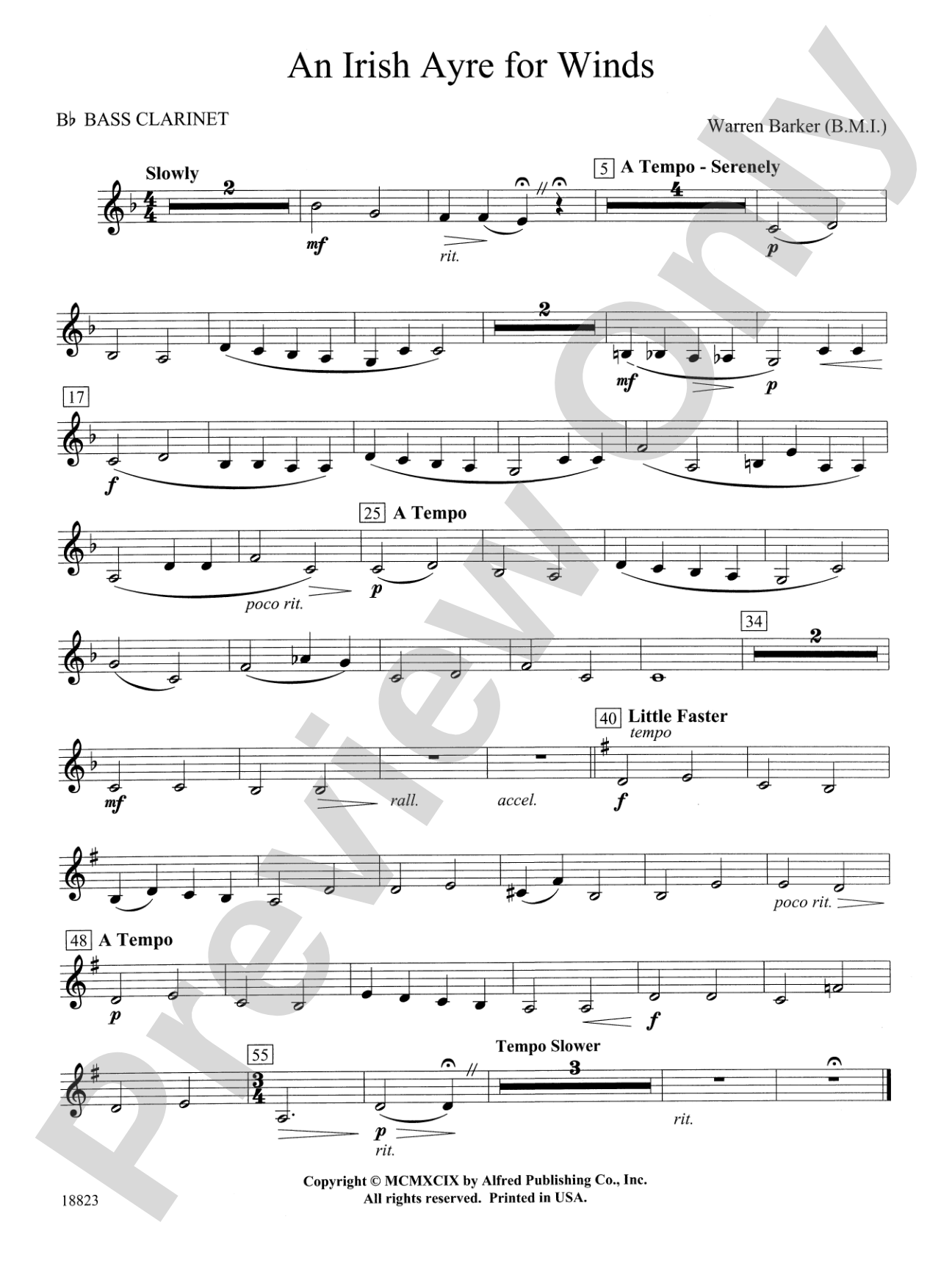 Irish Ayre for Winds: B-flat Bass Clarinet