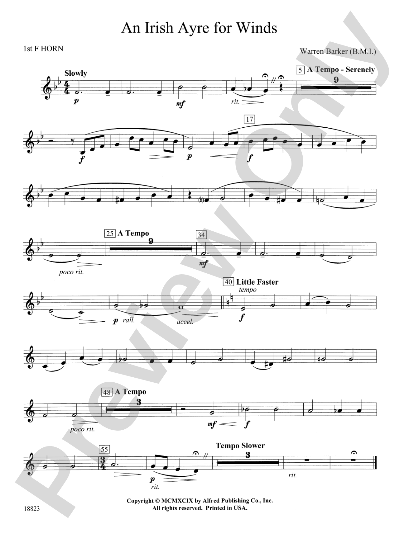 Irish Ayre for Winds: 1st F Horn