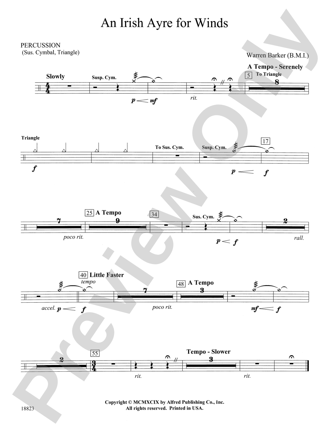 Irish Ayre for Winds: 1st Percussion