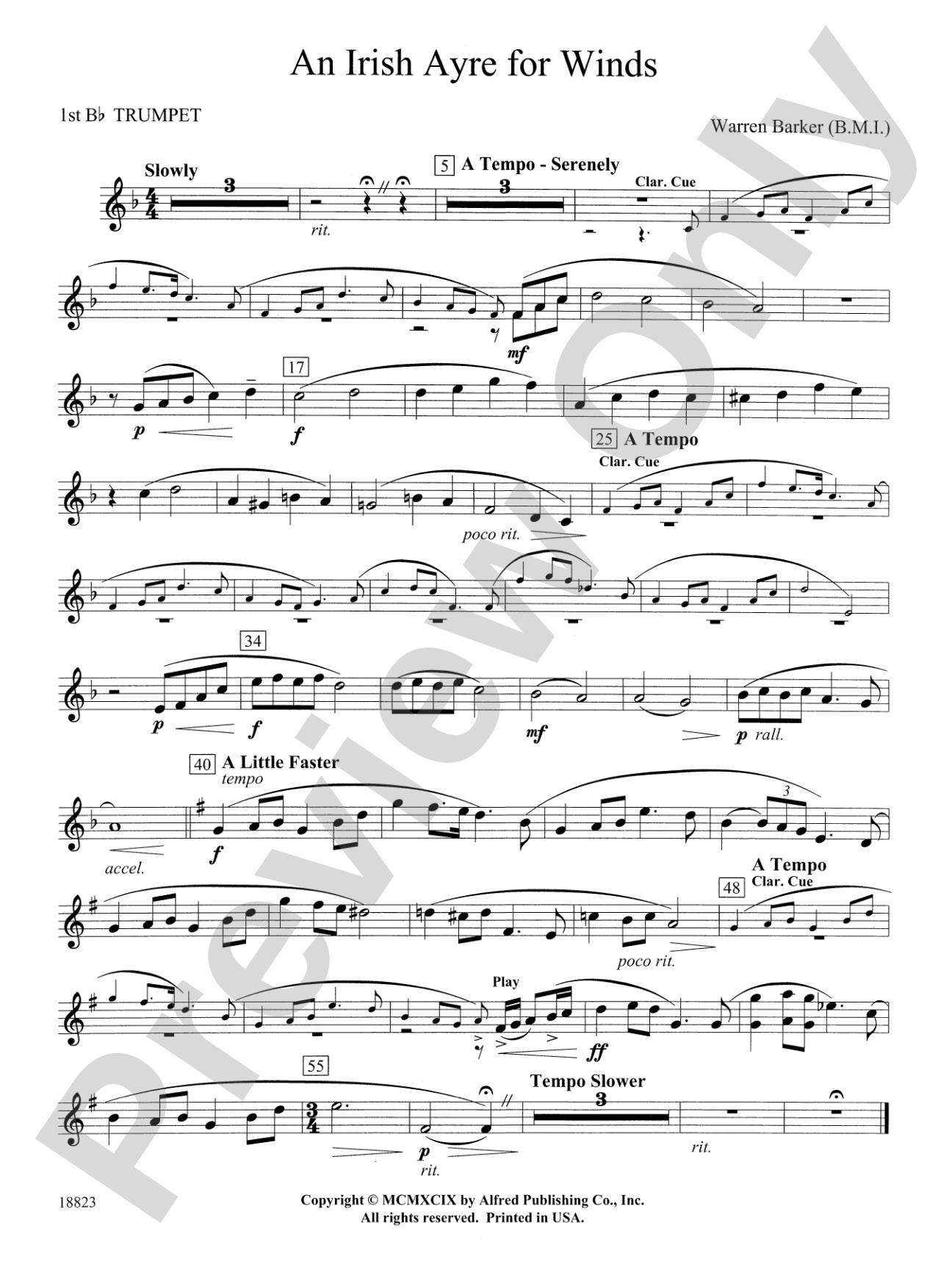 Irish Ayre for Winds: 1st B-flat Trumpet