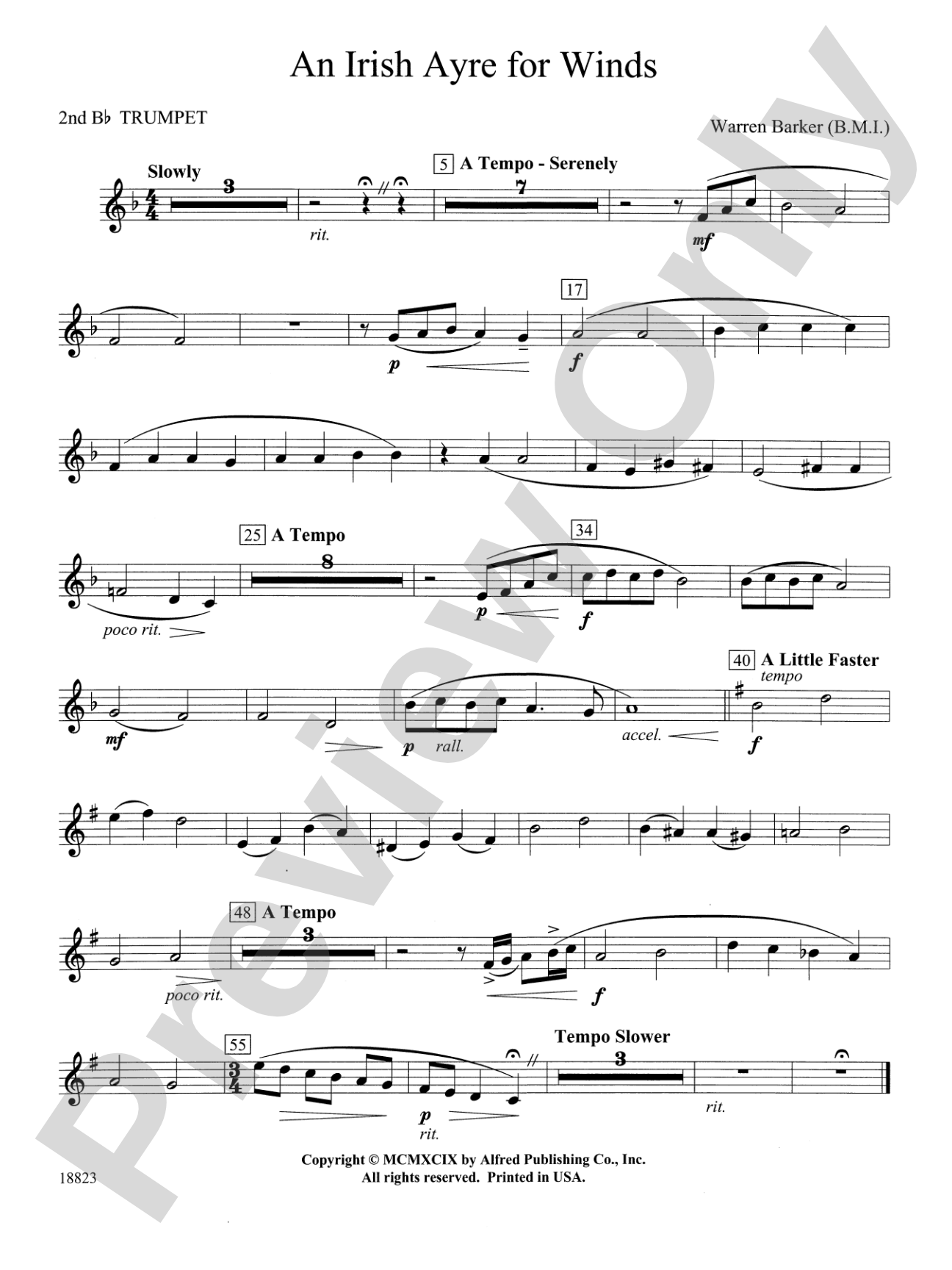 Irish Ayre for Winds: 2nd B-flat Trumpet