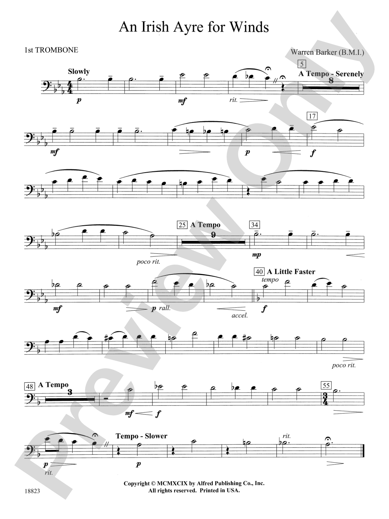 Irish Ayre for Winds: 1st Trombone