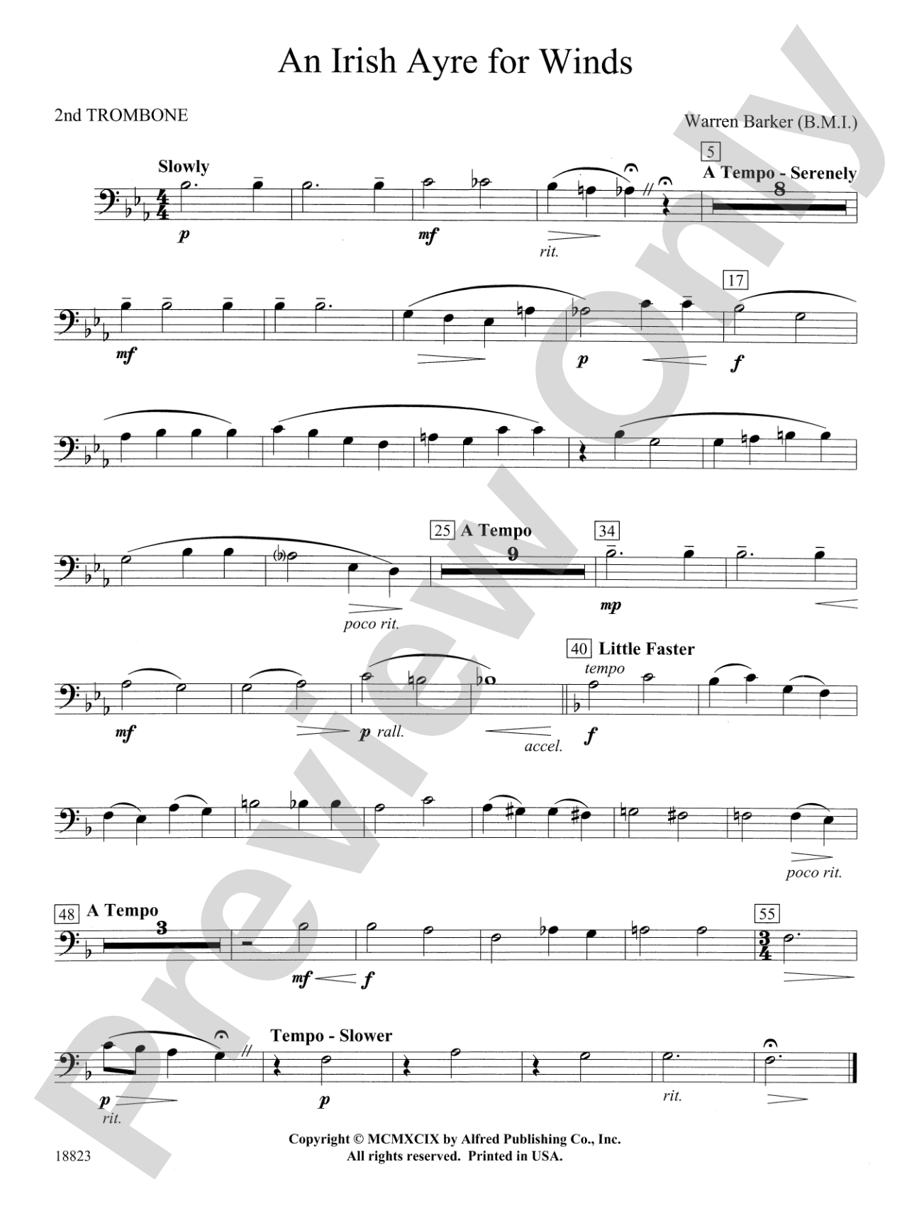 Irish Ayre for Winds: 2nd Trombone