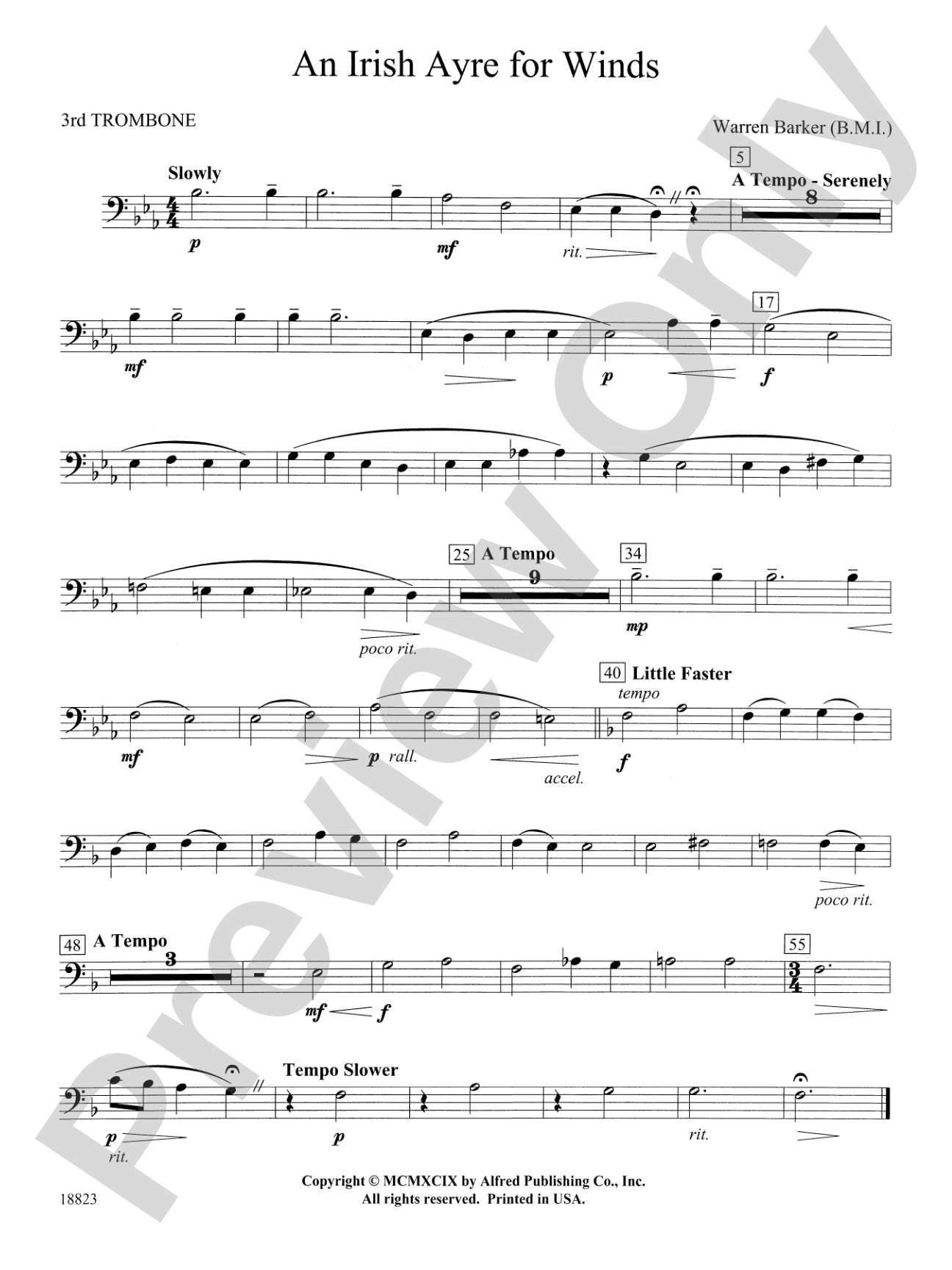 Irish Ayre for Winds: 3rd Trombone
