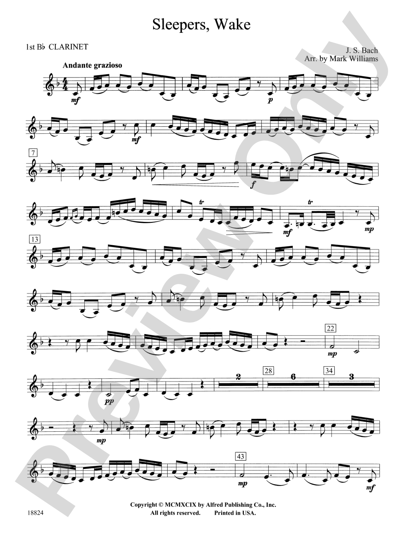 Sleepers Wake: 1st B-flat Clarinet