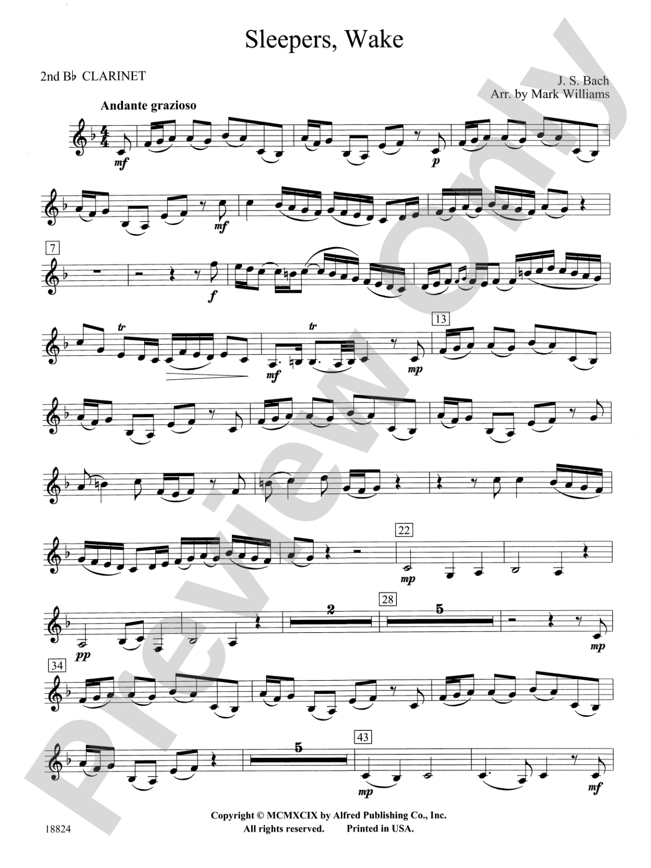 Sleepers Wake: 2nd B-flat Clarinet