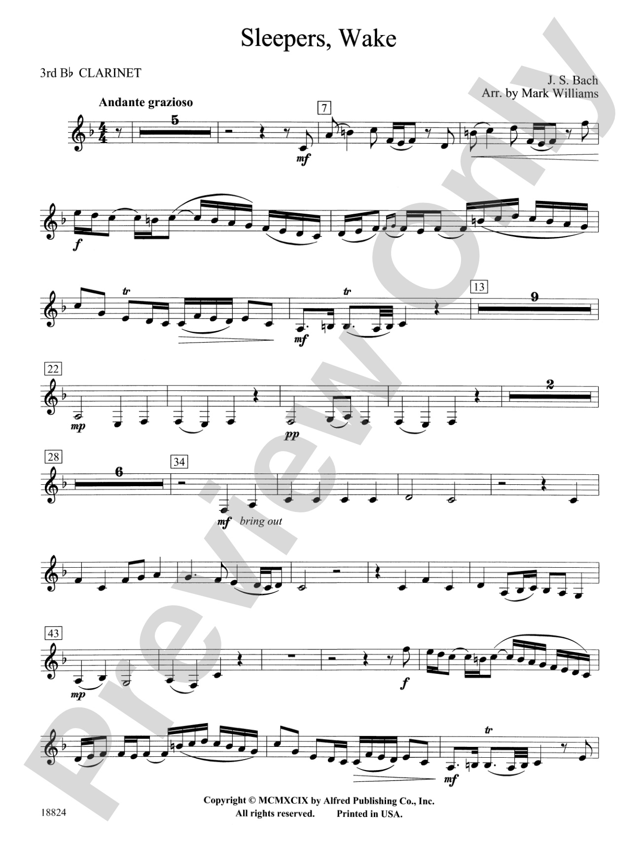 Sleepers Wake: 3rd B-flat Clarinet