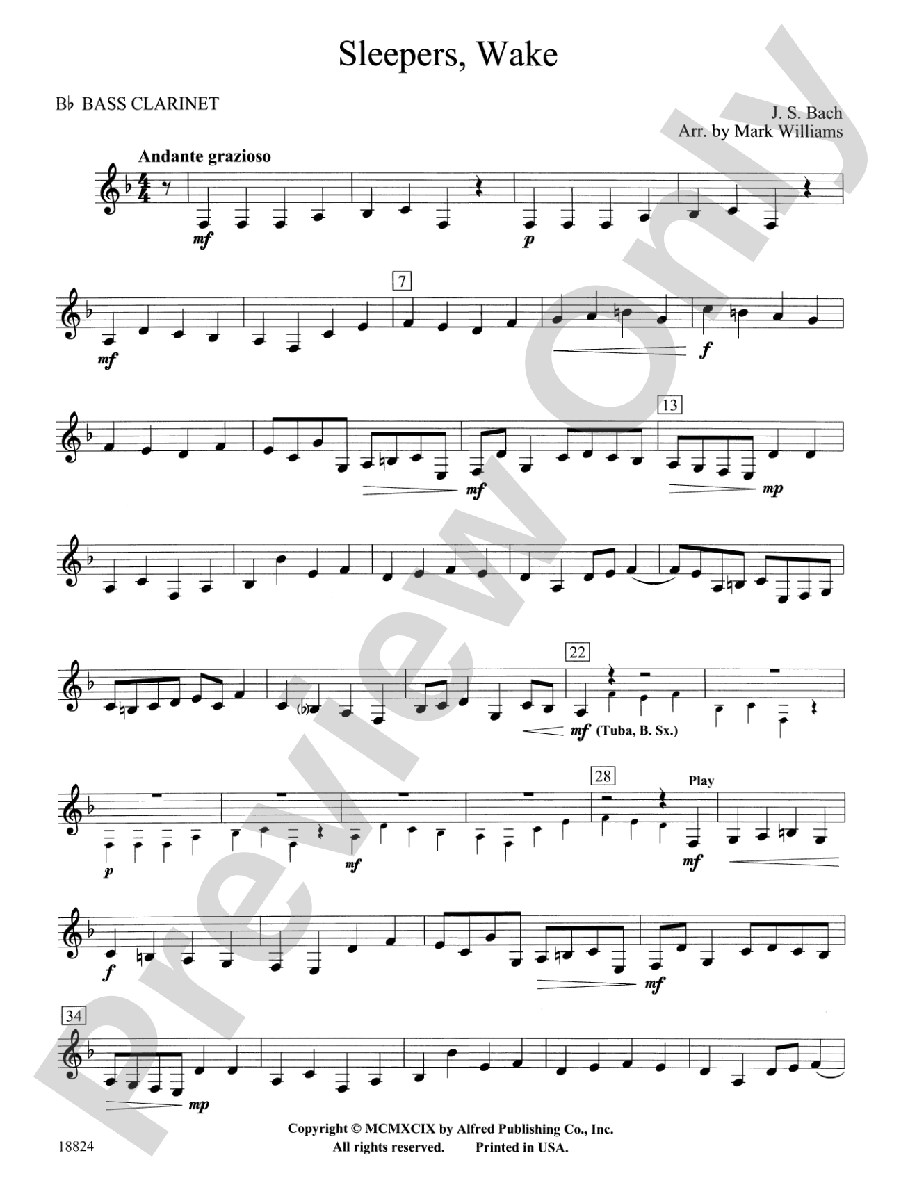 Sleepers Wake: B-flat Bass Clarinet