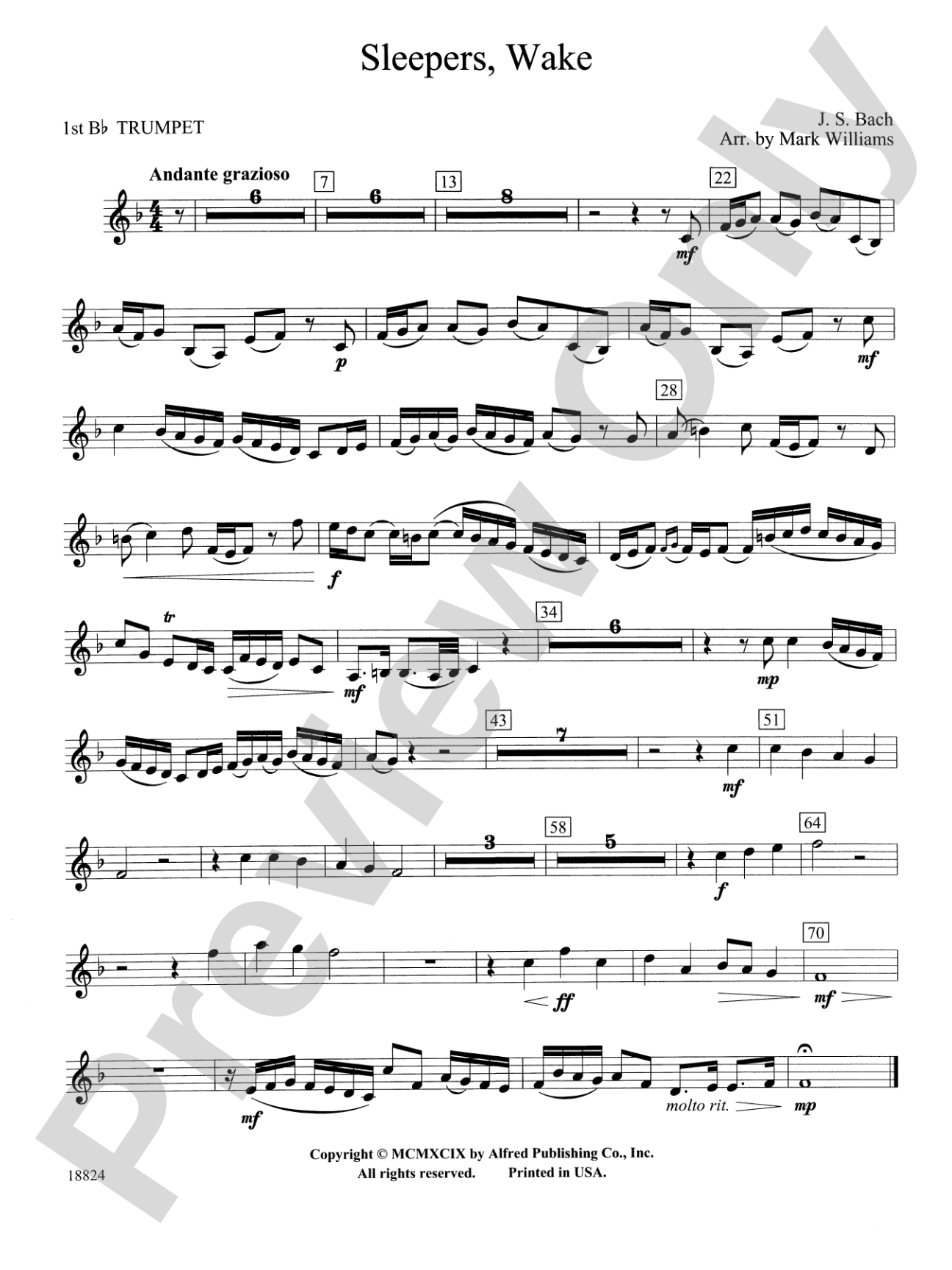 Sleepers Wake: 1st B-flat Trumpet