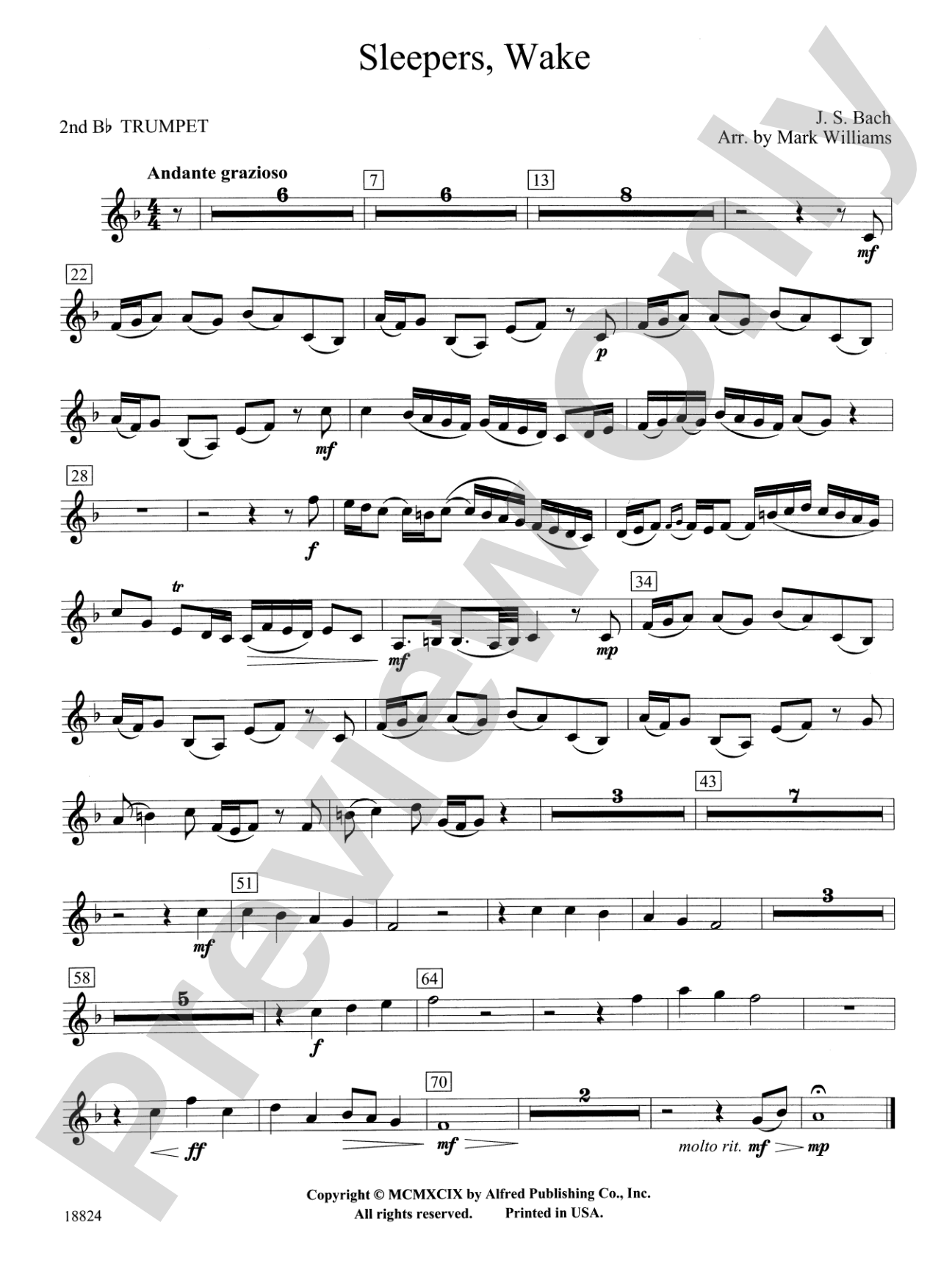 Sleepers Wake: 2nd B-flat Trumpet