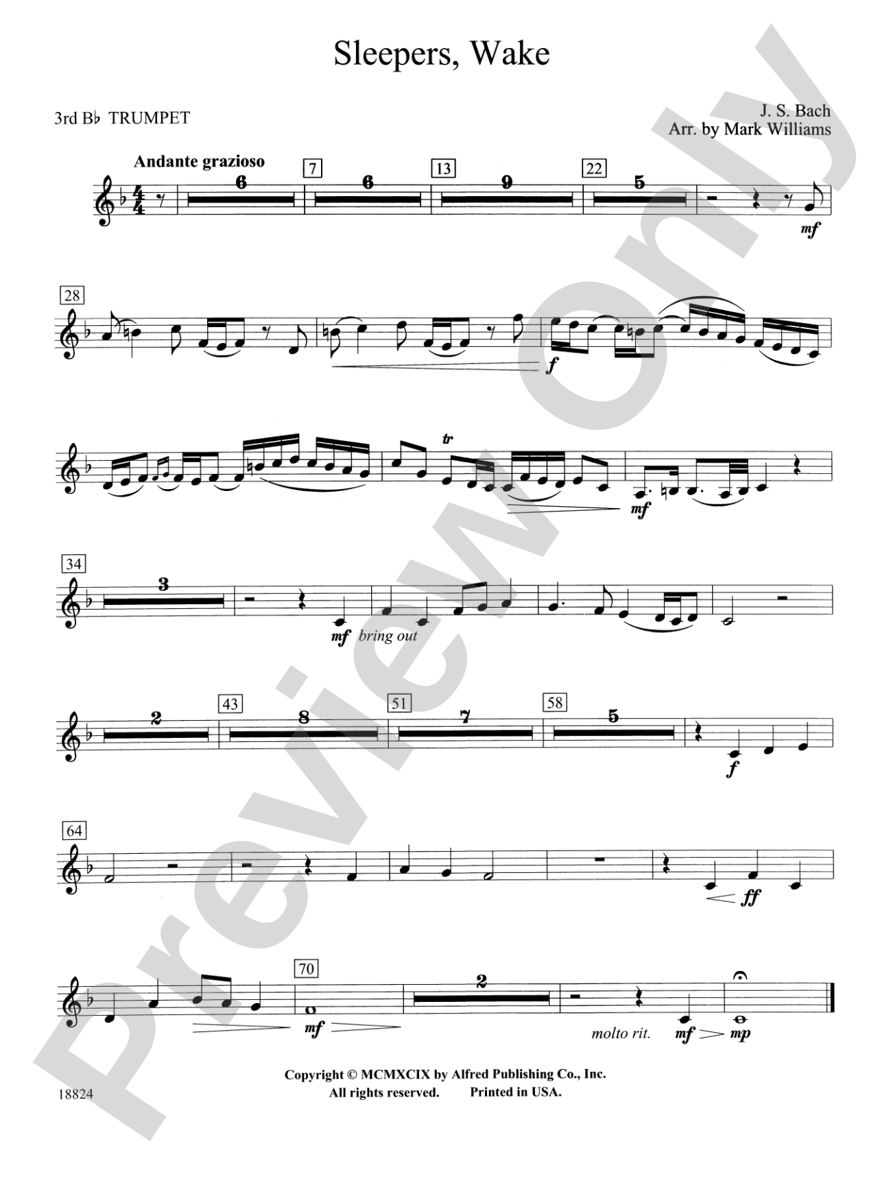 Sleepers Wake: 3rd B-flat Trumpet