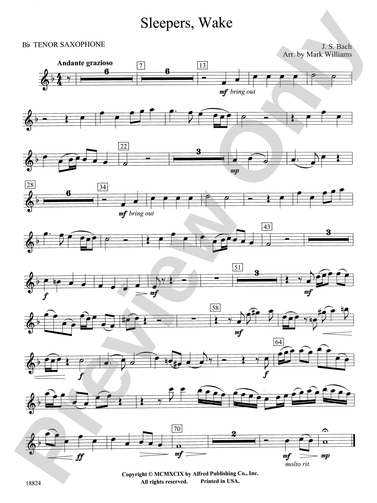 Sleepers Wake: B-flat Tenor Saxophone