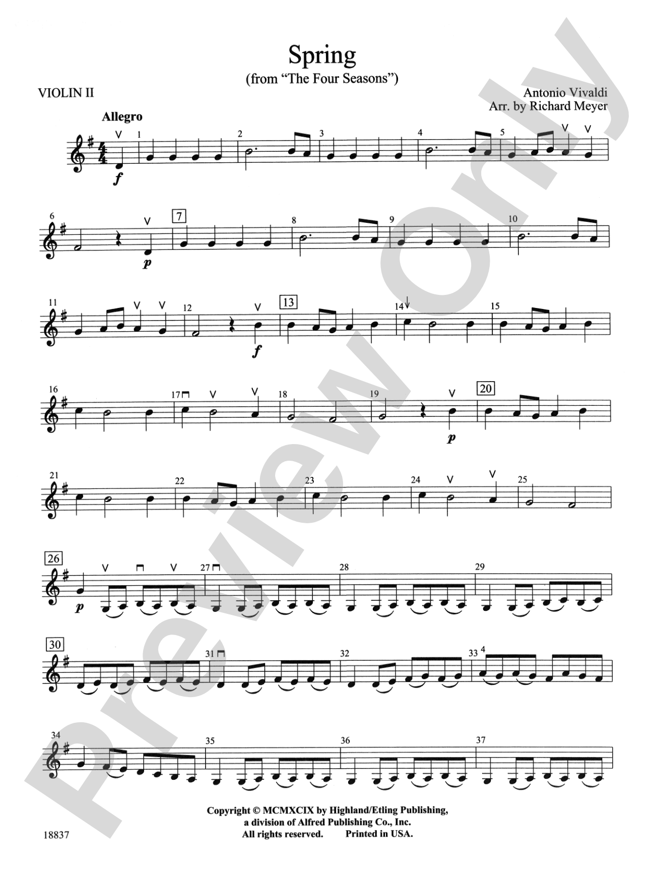 Spring from the Four Seasons: 2nd Violin