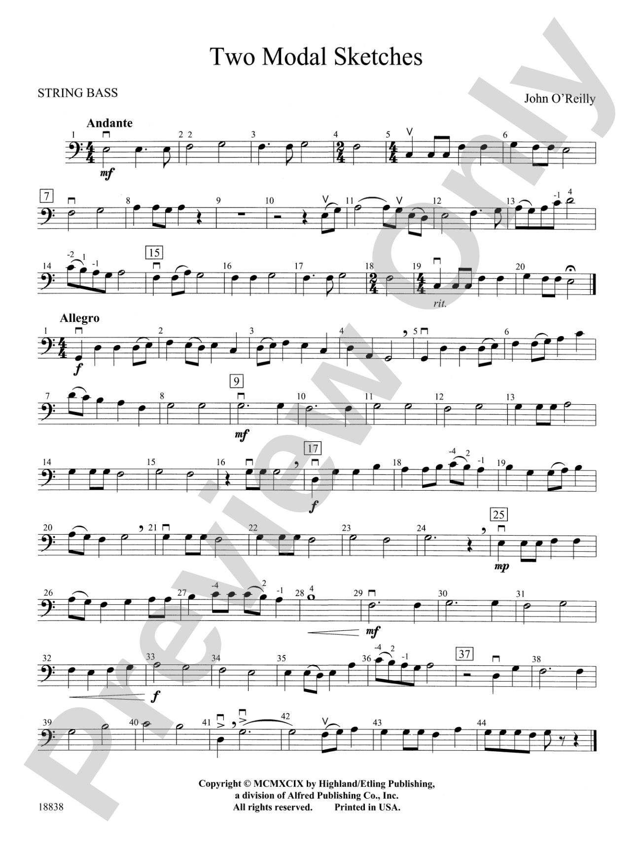 Two Modal Sketches: String Bass