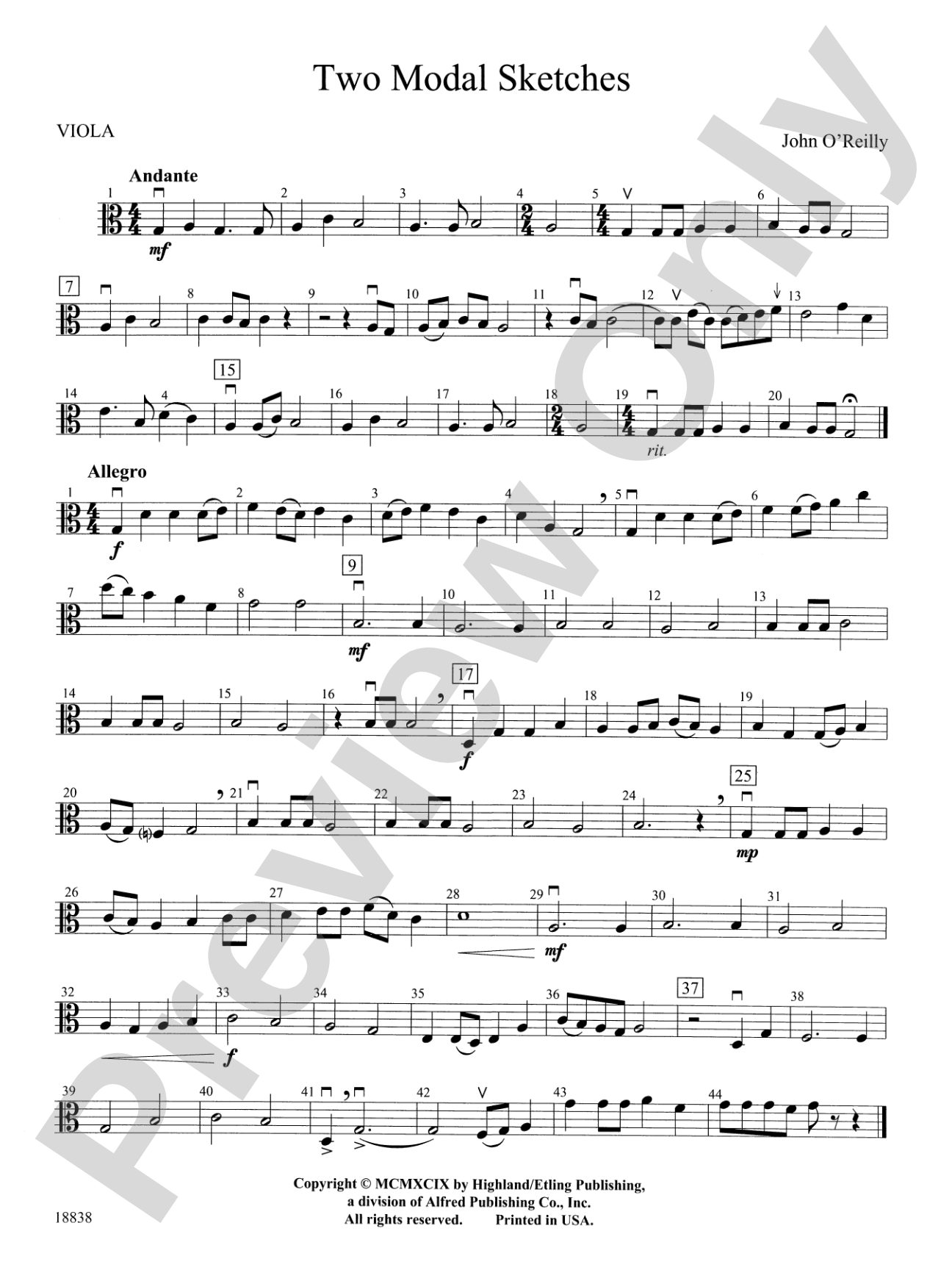 Two Modal Sketches: Viola