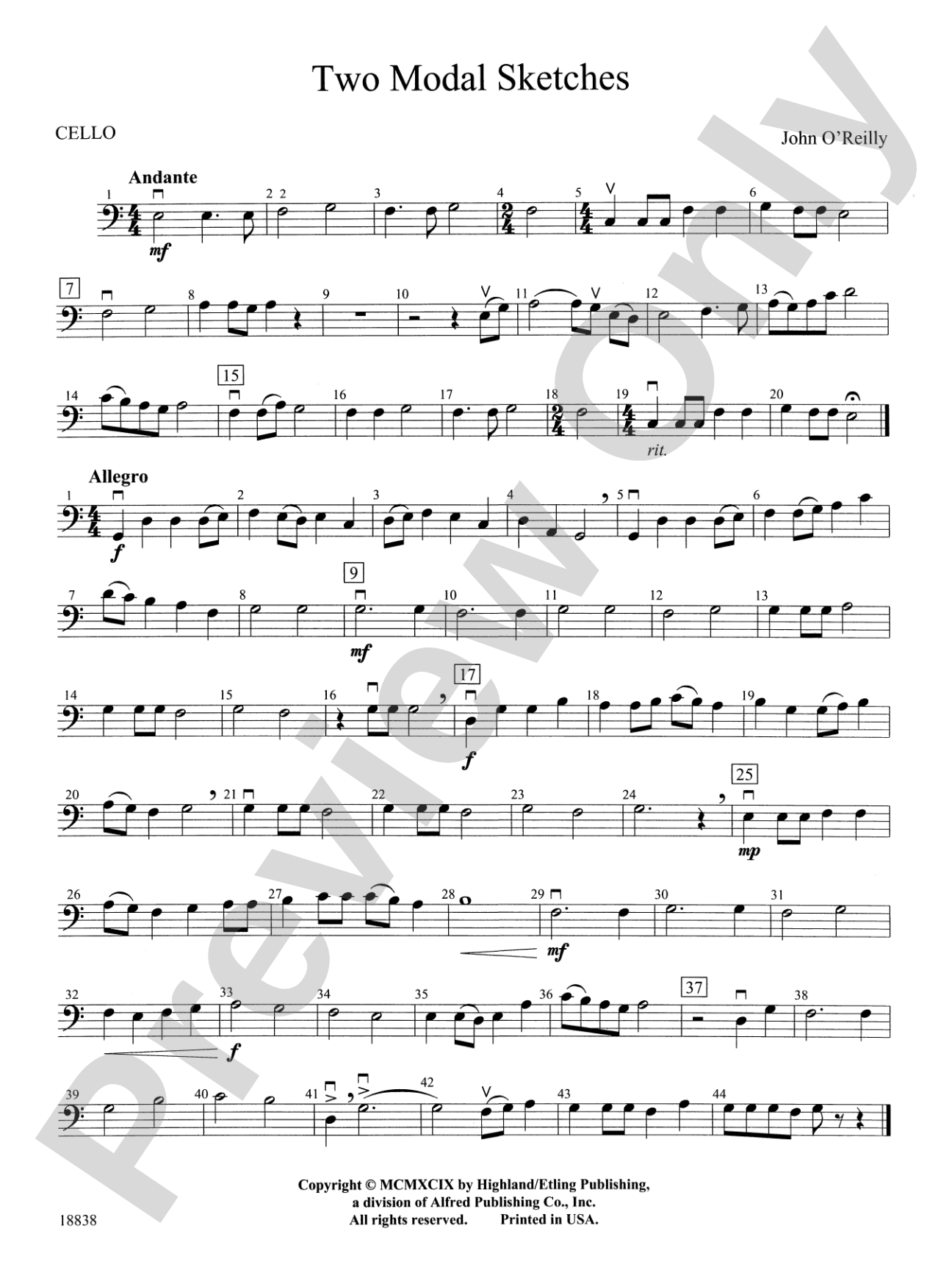 Two Modal Sketches: Cello