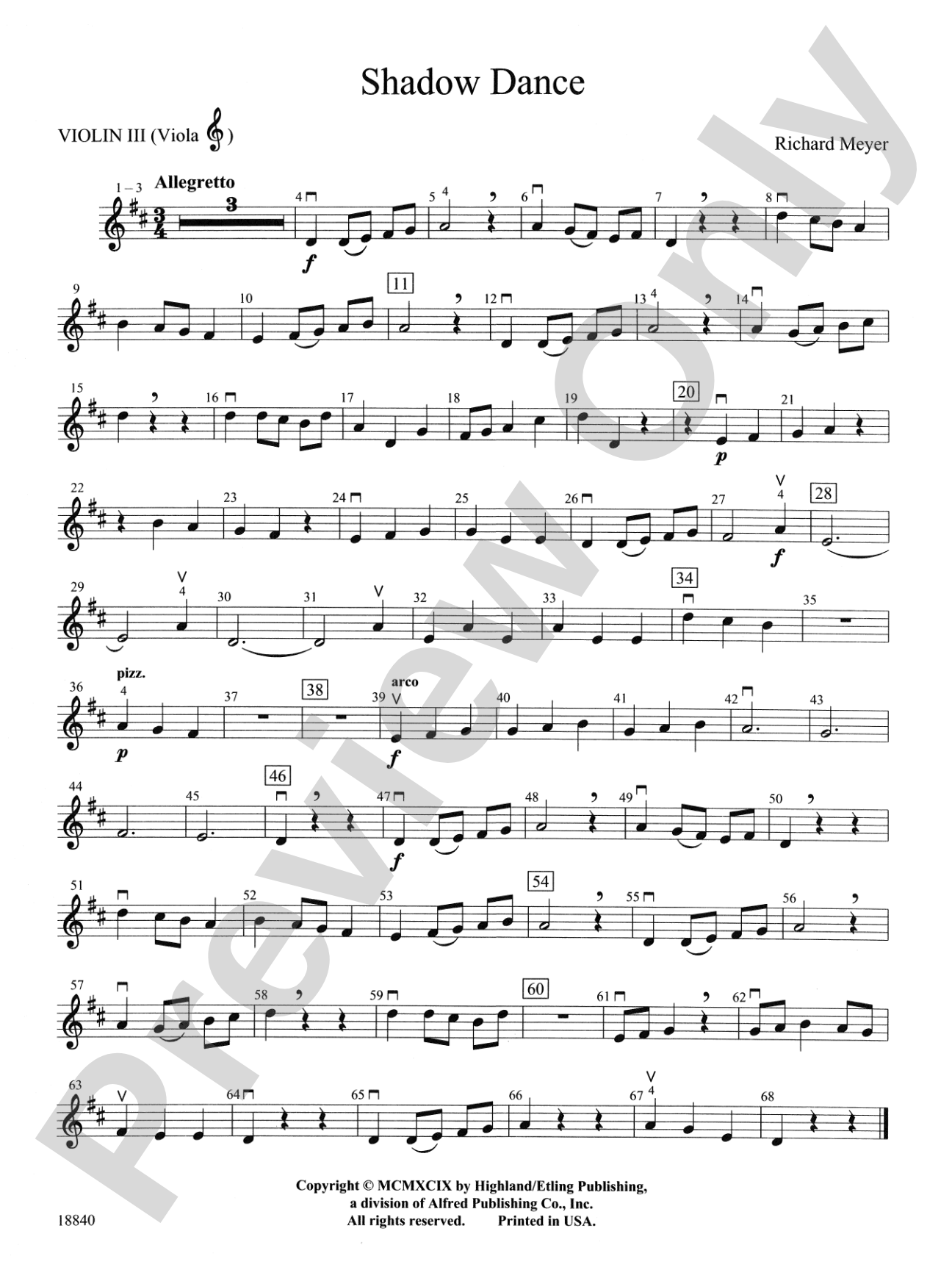 Shadow Dance: 3rd Violin (Viola [TC])