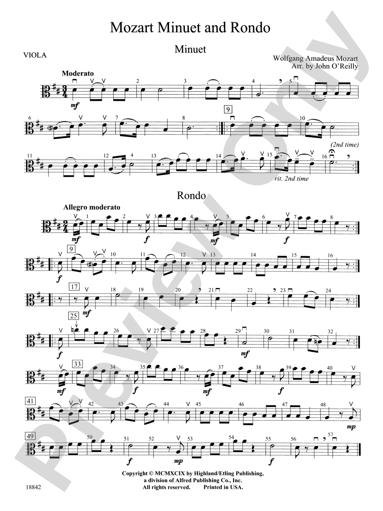 Mozart Minuet & Rondo: Viola