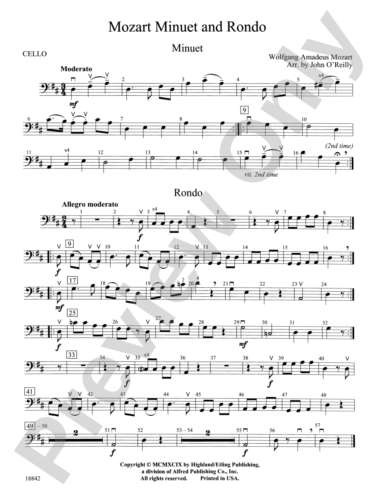 Mozart Minuet & Rondo: Cello