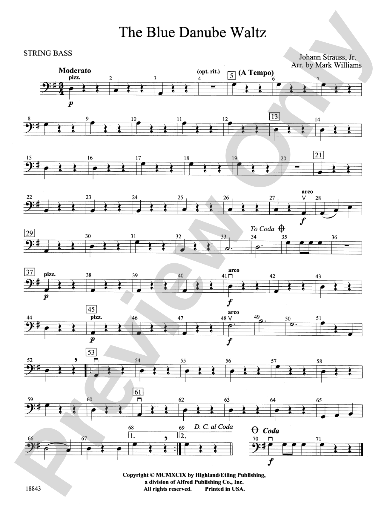 The Blue Danube Waltz: String Bass