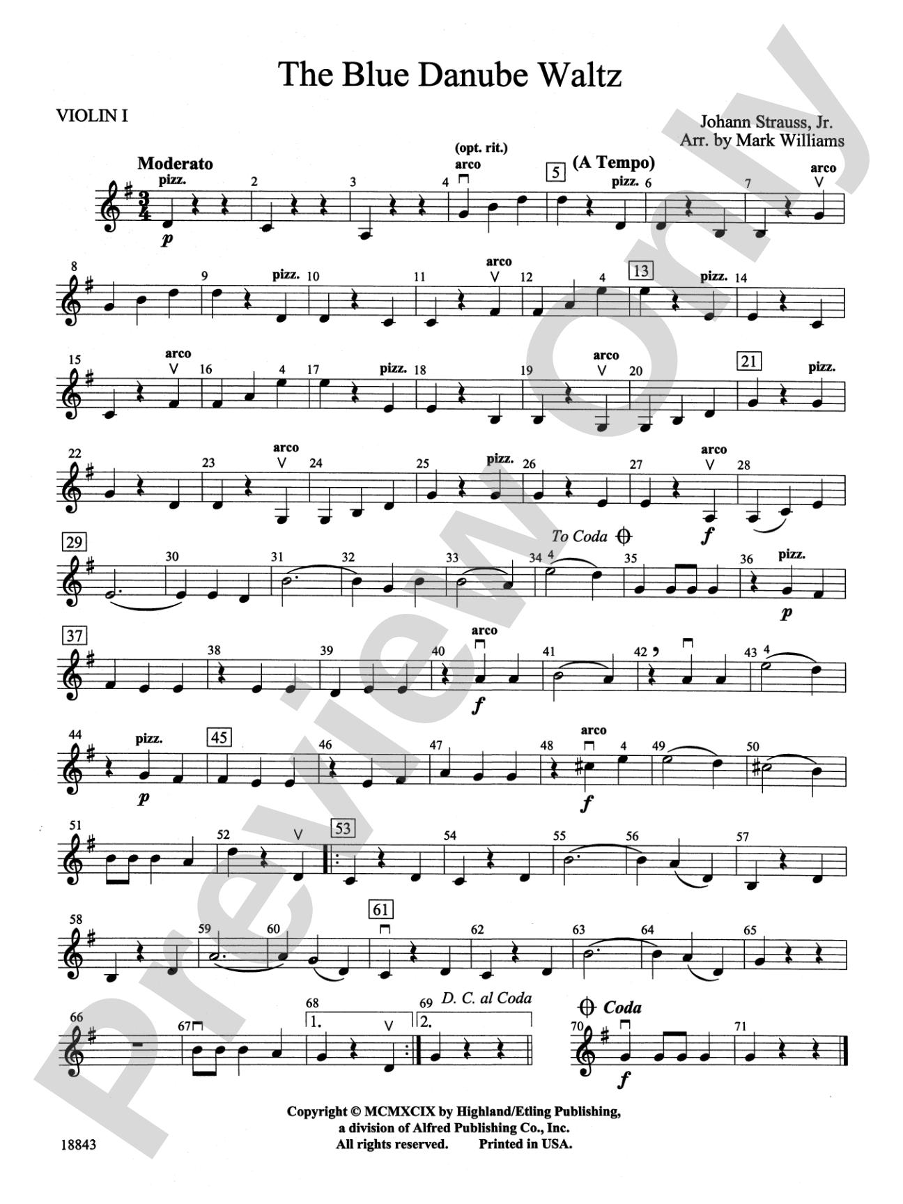 The Blue Danube Waltz: 1st Violin