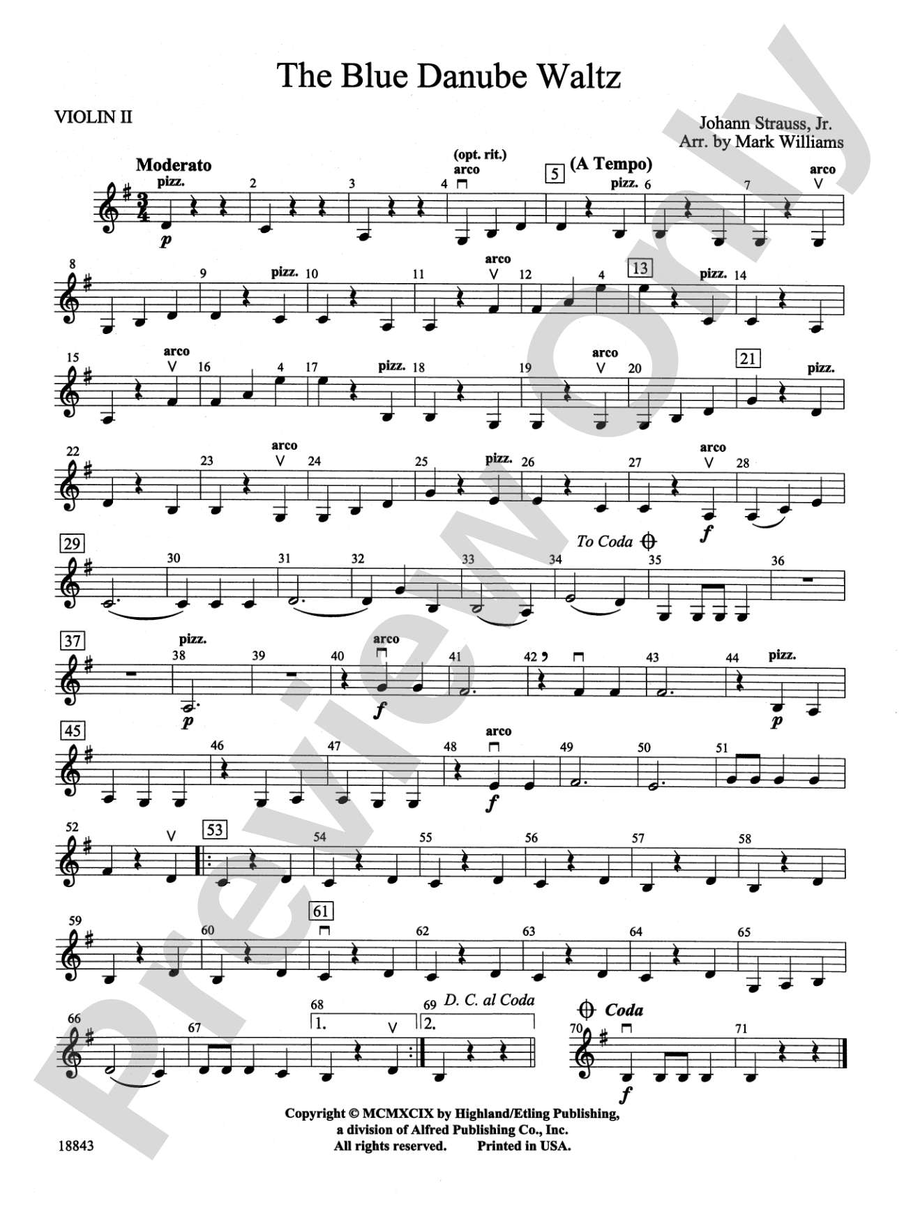 The Blue Danube Waltz: 2nd Violin
