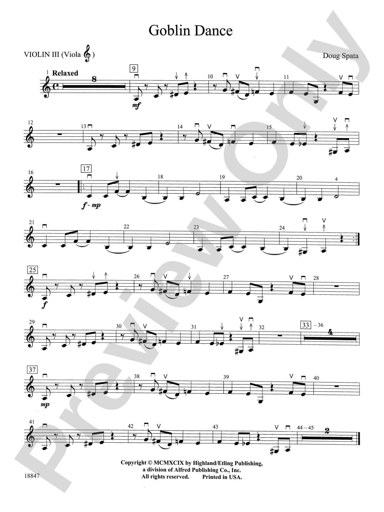 Goblin Dance: 3rd Violin (Viola [TC])