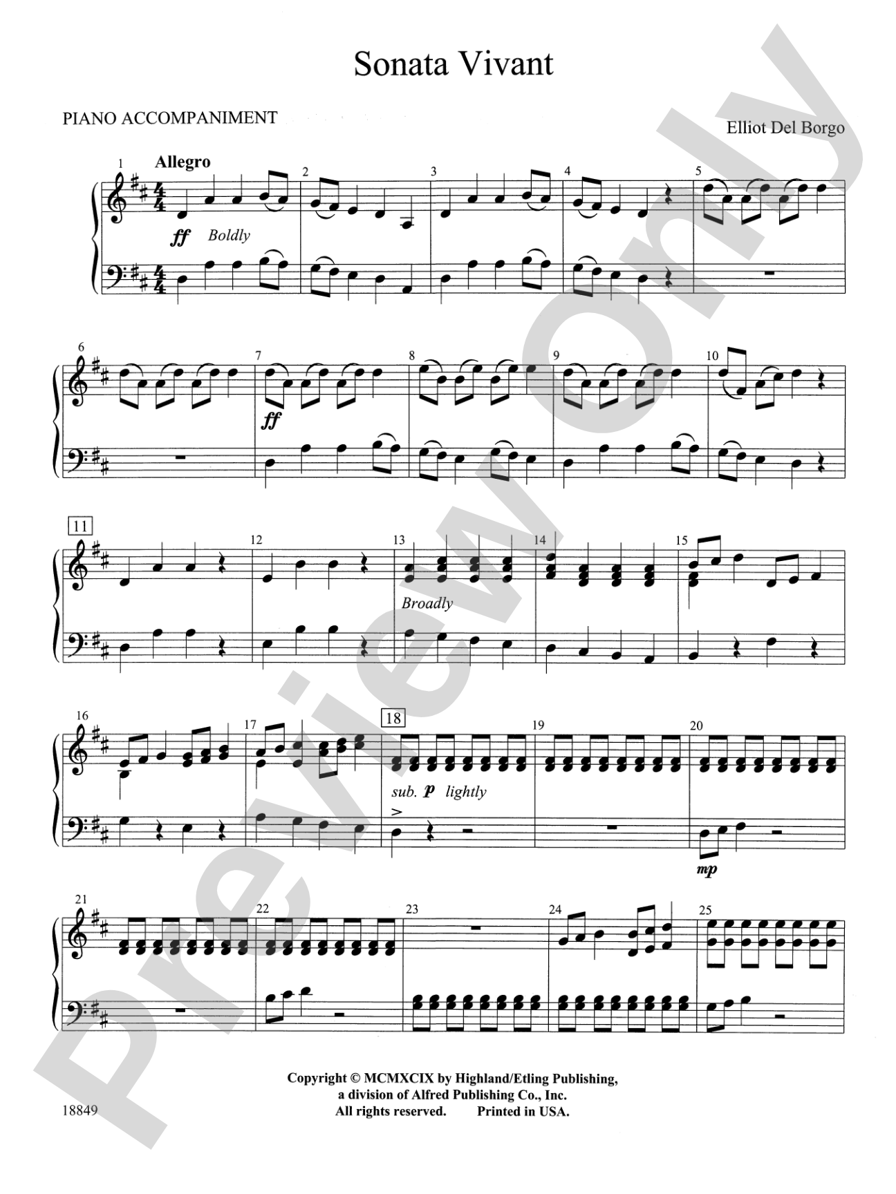 Sonata Vivant: Piano Accompaniment