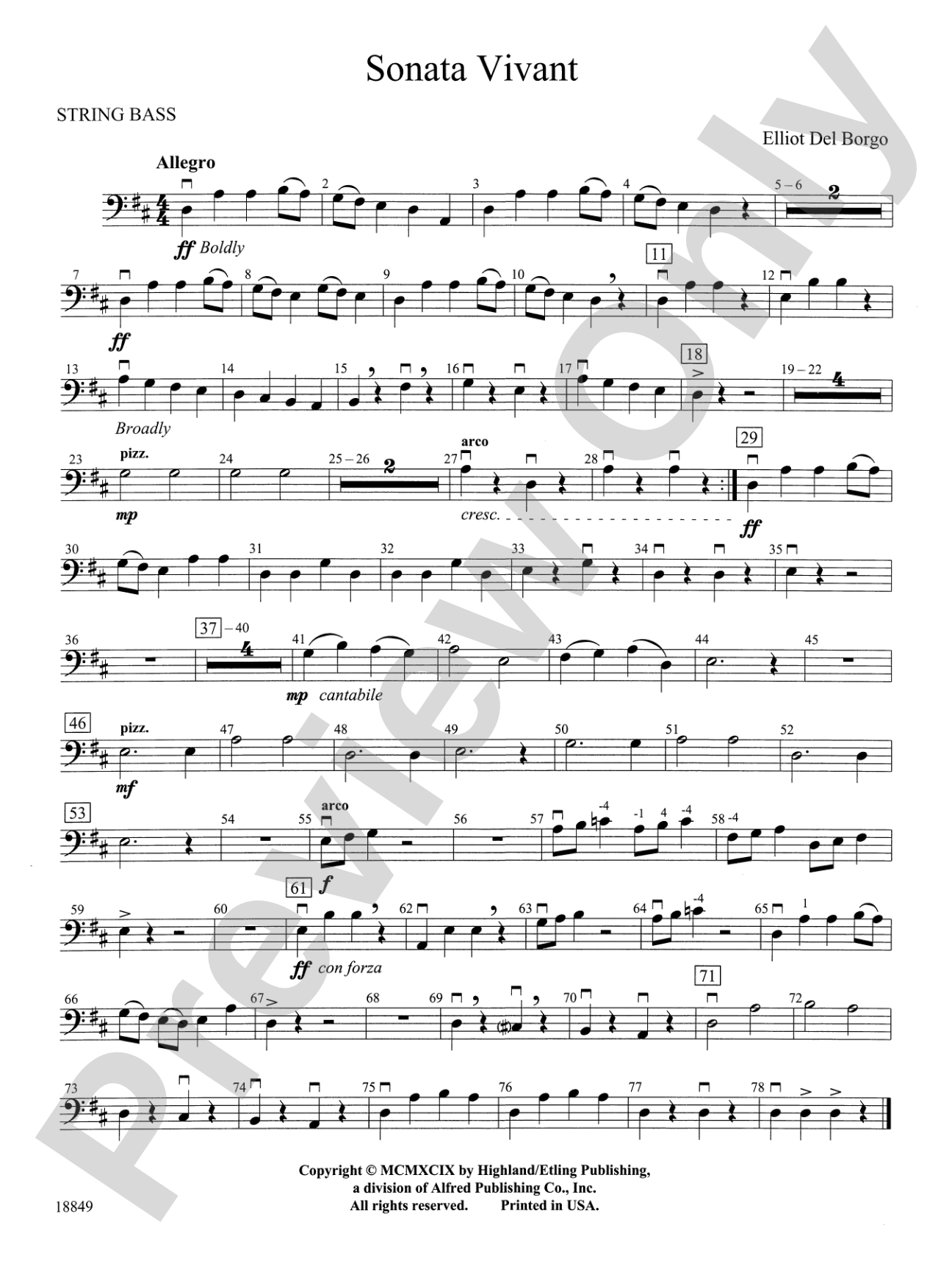 Sonata Vivant: String Bass