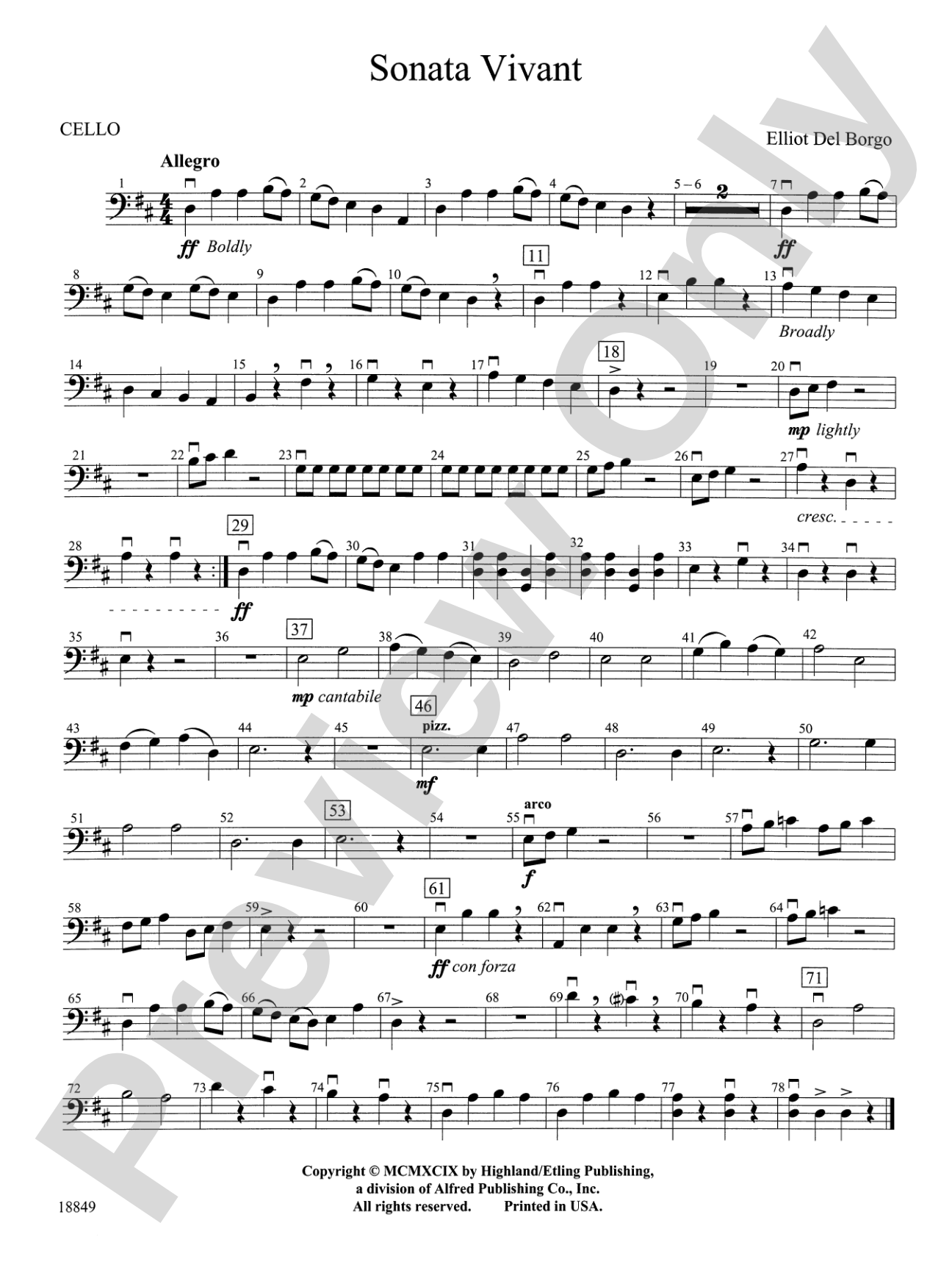 Sonata Vivant: Cello