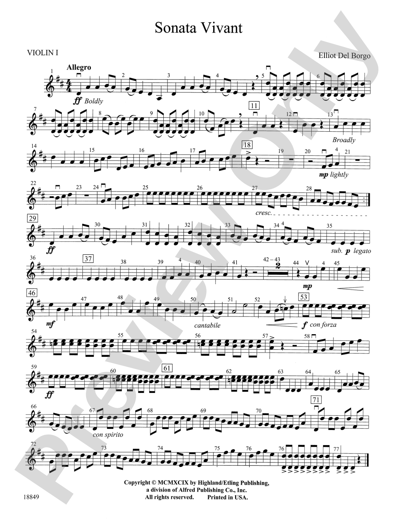 Sonata Vivant: 1st Violin