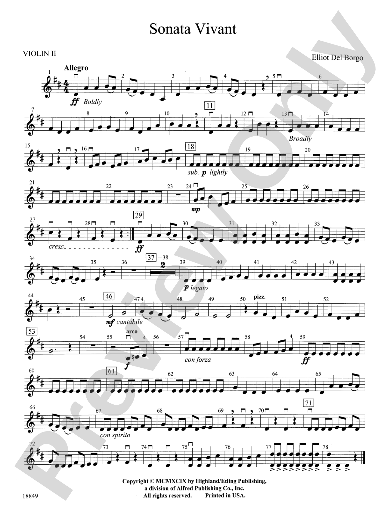 Sonata Vivant: 2nd Violin