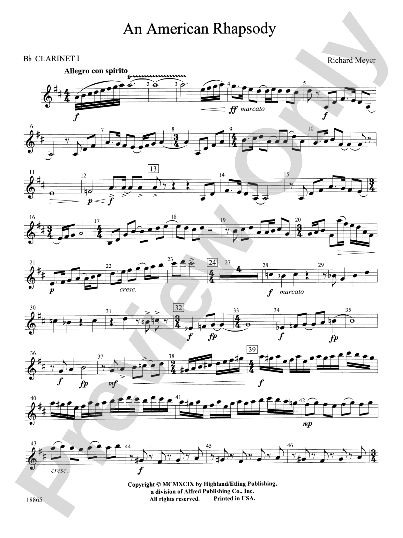 An American Rhapsody: 1st B-flat Clarinet