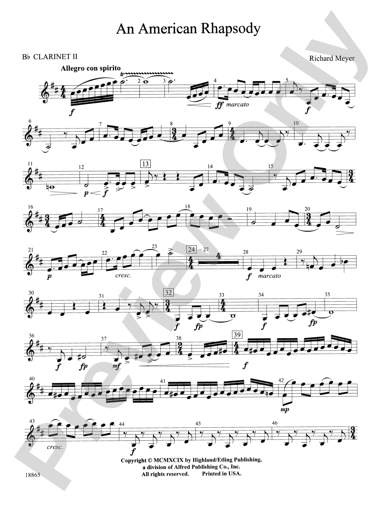 An American Rhapsody: 2nd B-flat Clarinet