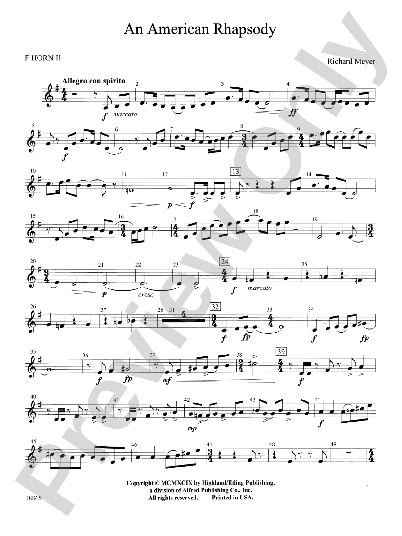 An American Rhapsody: 2nd F Horn