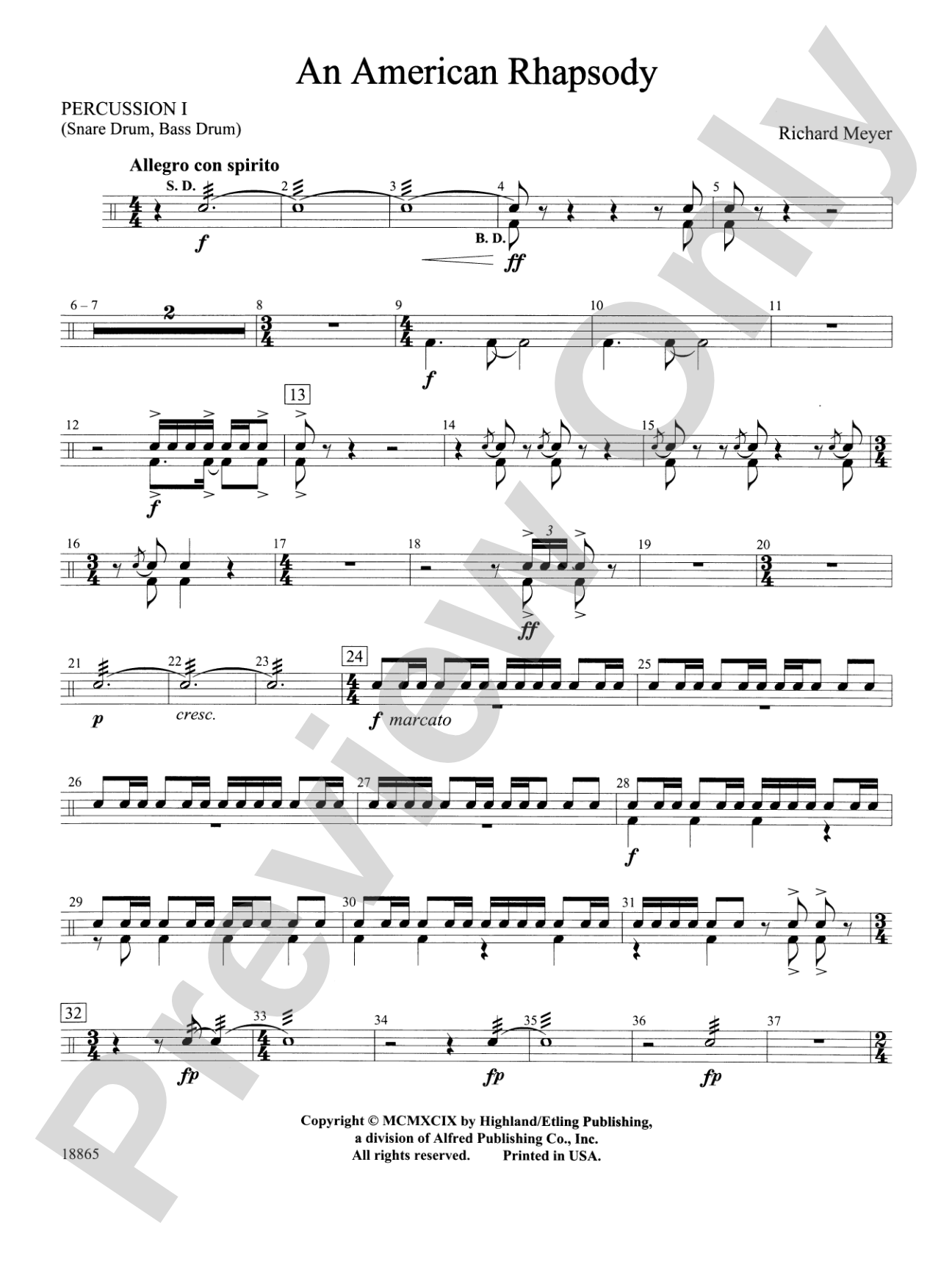 An American Rhapsody: 1st Percussion