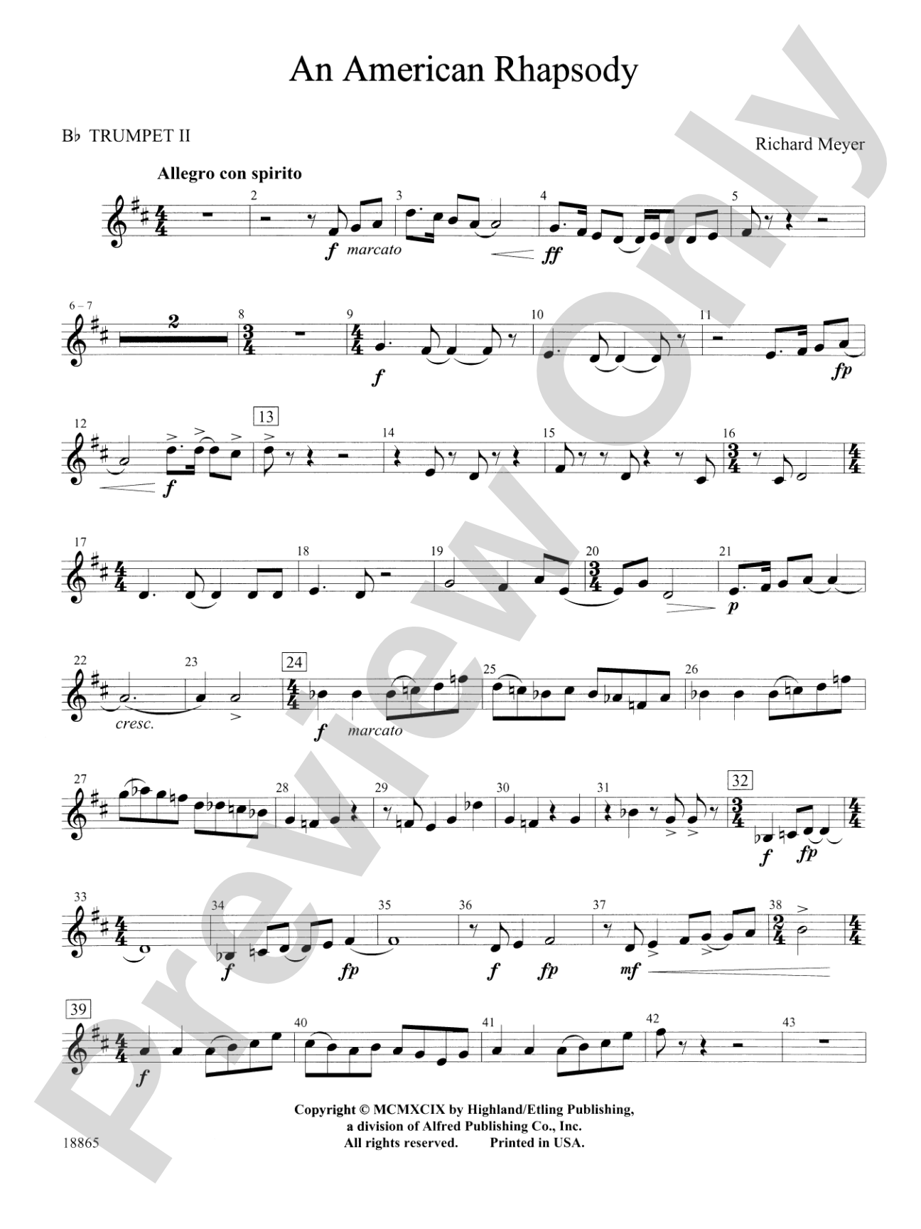 An American Rhapsody: 2nd B-flat Trumpet