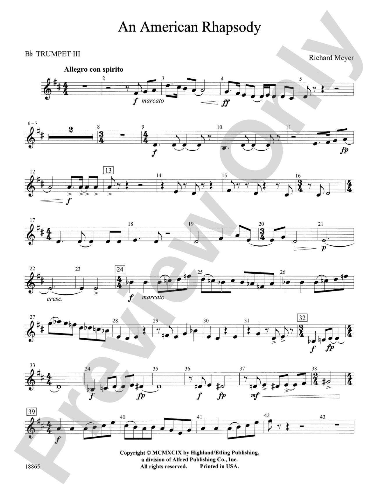 An American Rhapsody: 3rd B-flat Trumpet