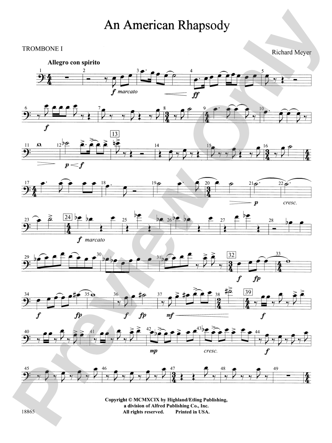 An American Rhapsody: 1st Trombone