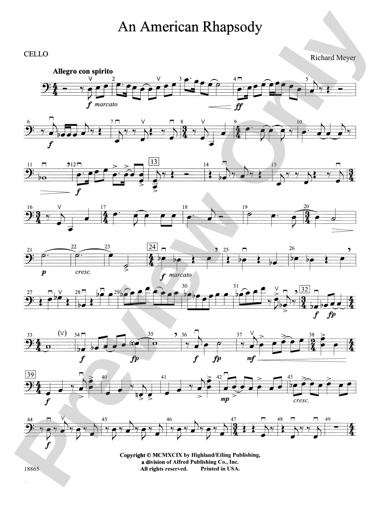 An American Rhapsody: Cello