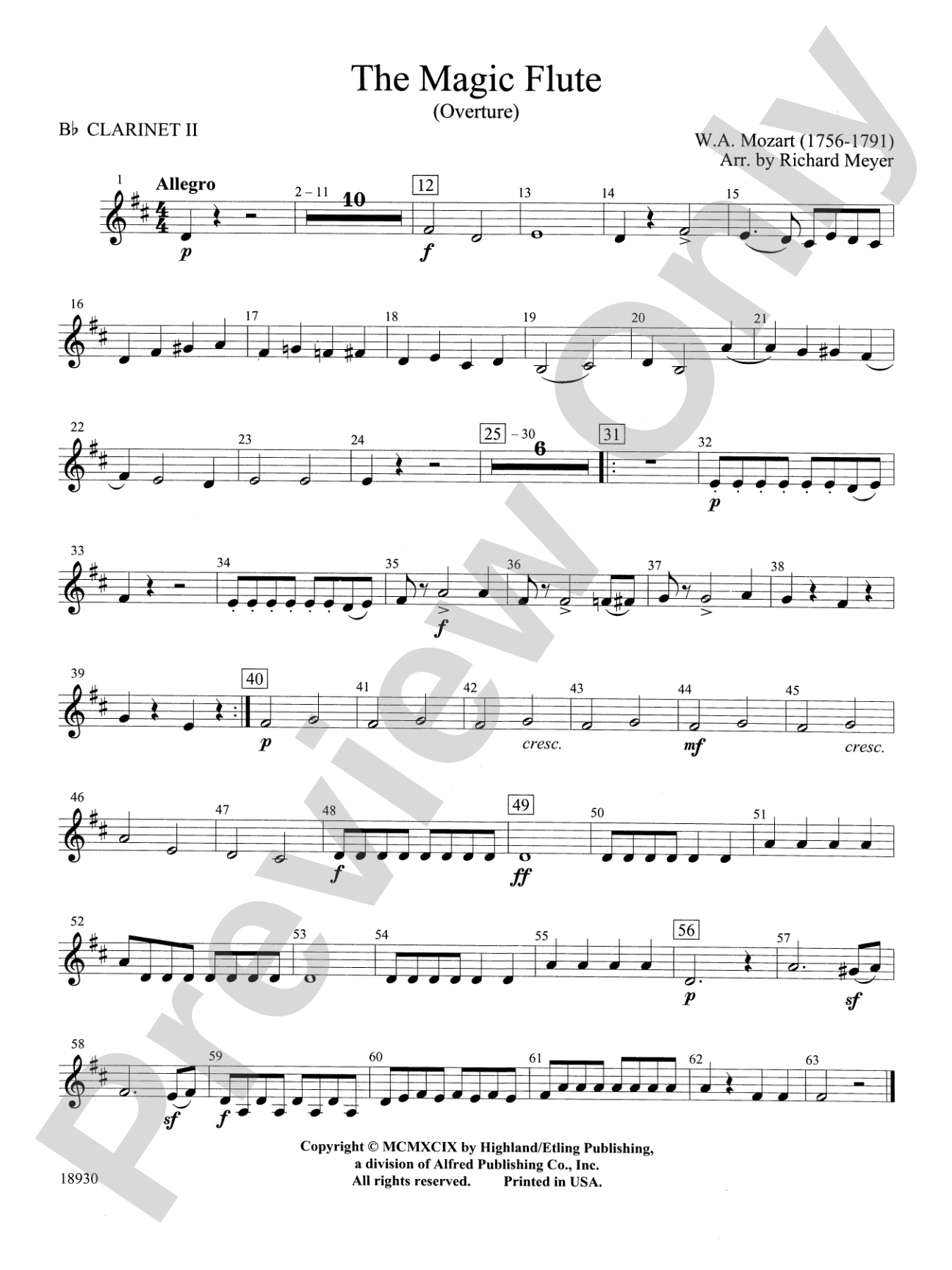 The Magic Flute (Overture): 2nd B-flat Clarinet