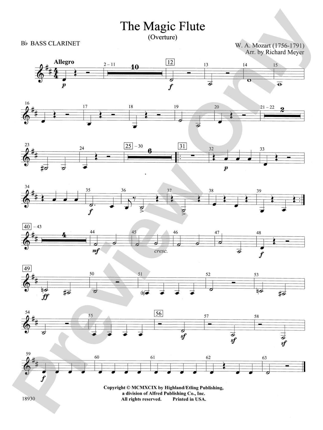 The Magic Flute (Overture): B-flat Bass Clarinet