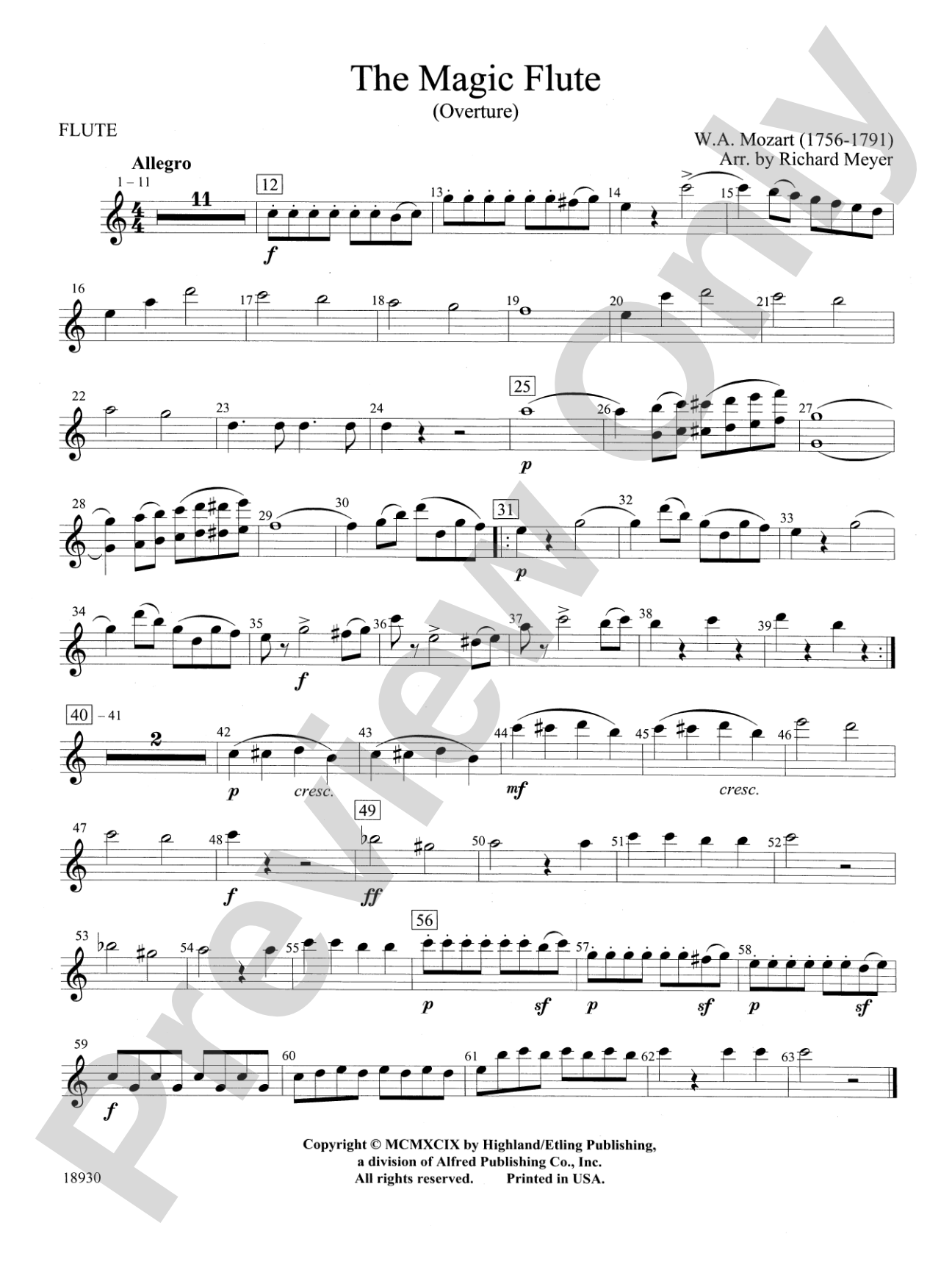The Magic Flute (Overture): Flute