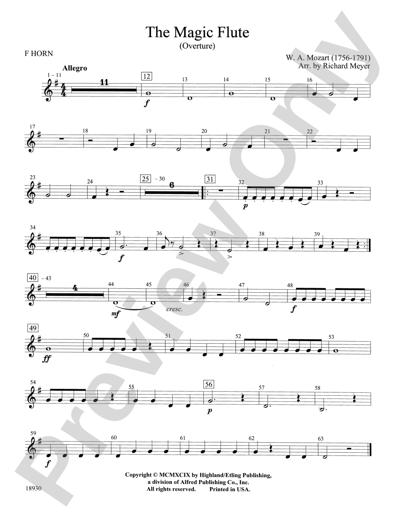 The Magic Flute (Overture): 1st F Horn