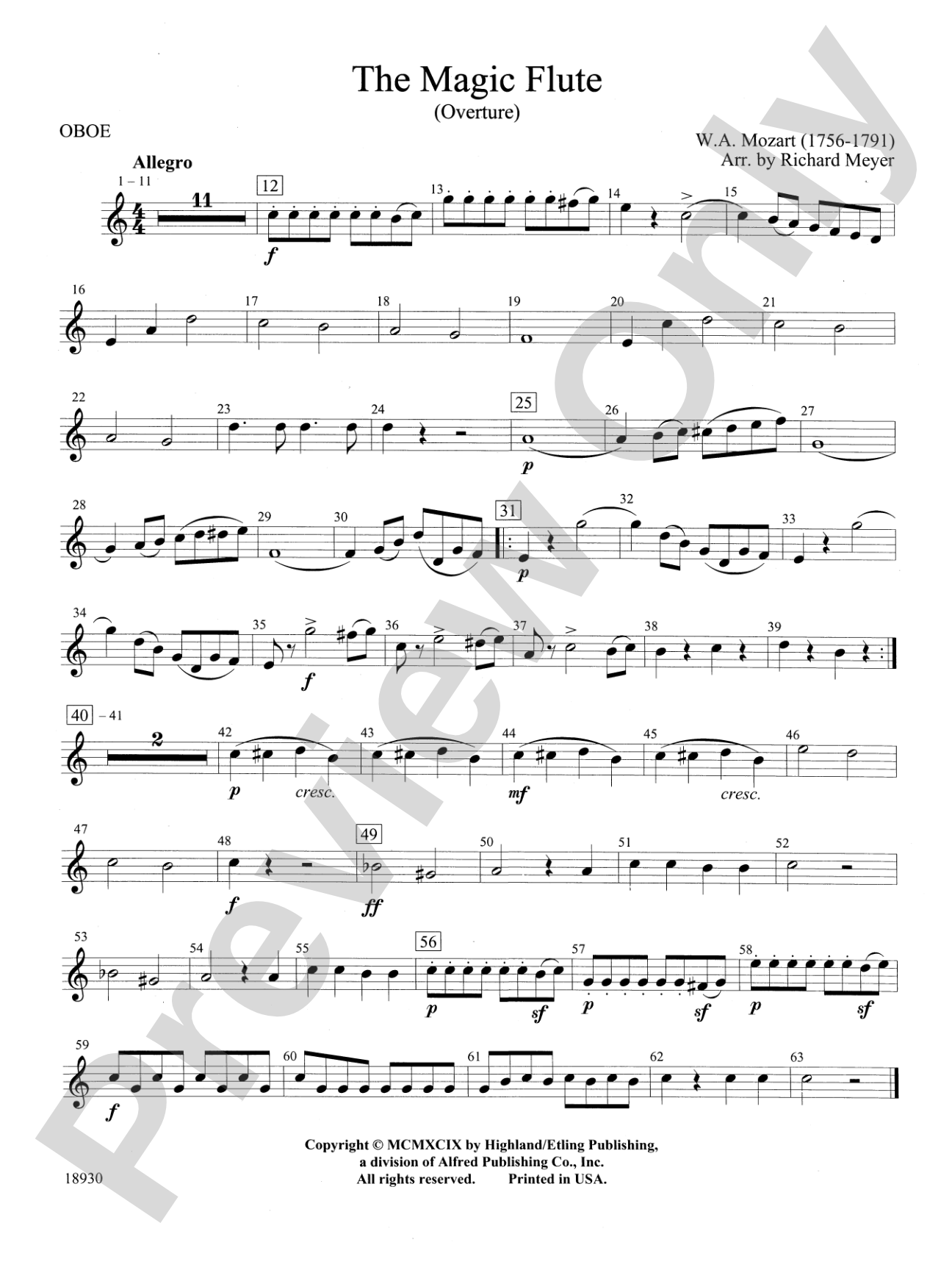 The Magic Flute (Overture): Oboe