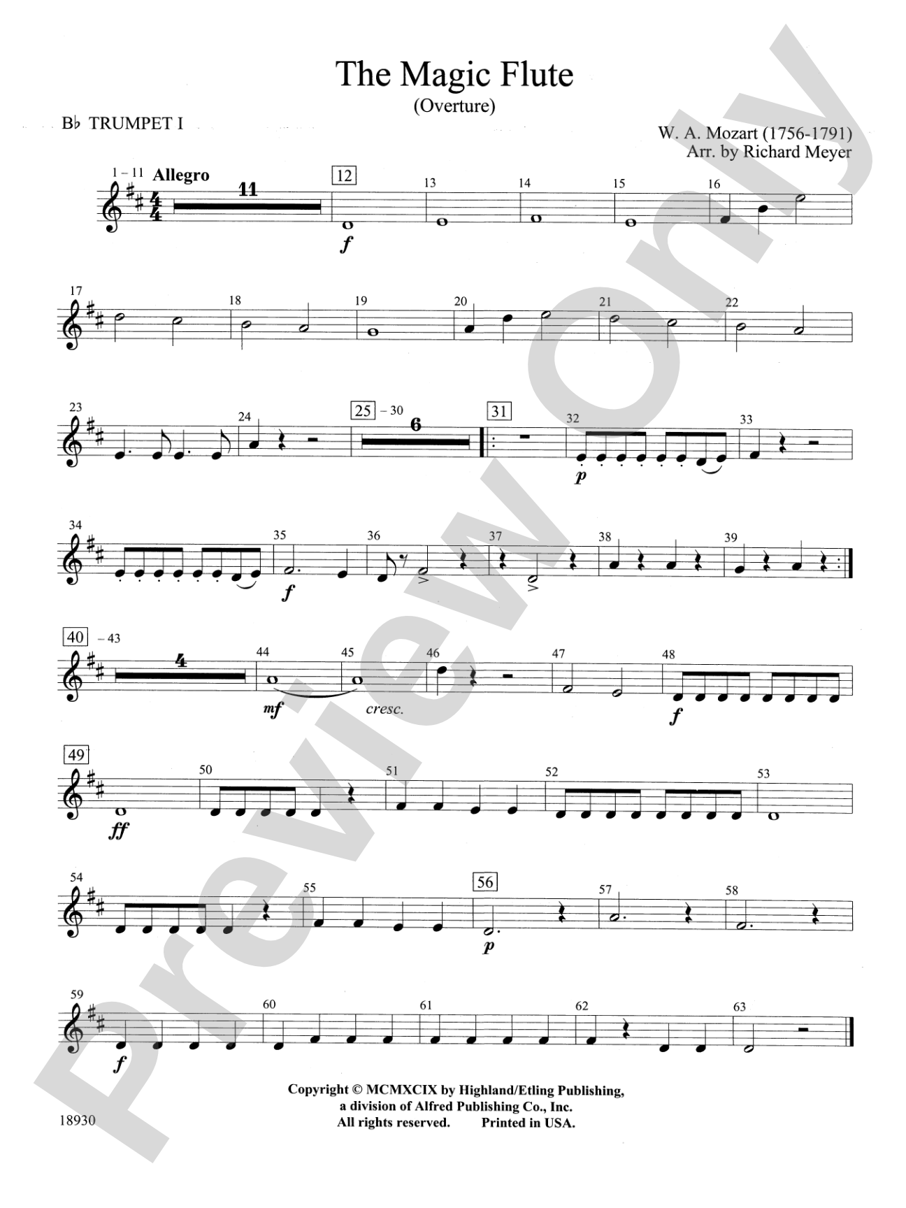 The Magic Flute (Overture): 1st B-flat Trumpet
