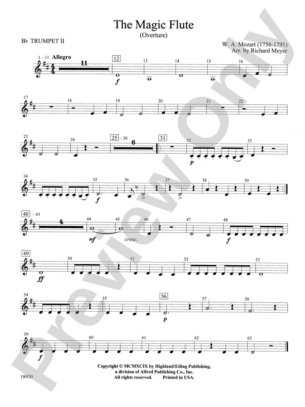 The Magic Flute (Overture): 2nd B-flat Trumpet